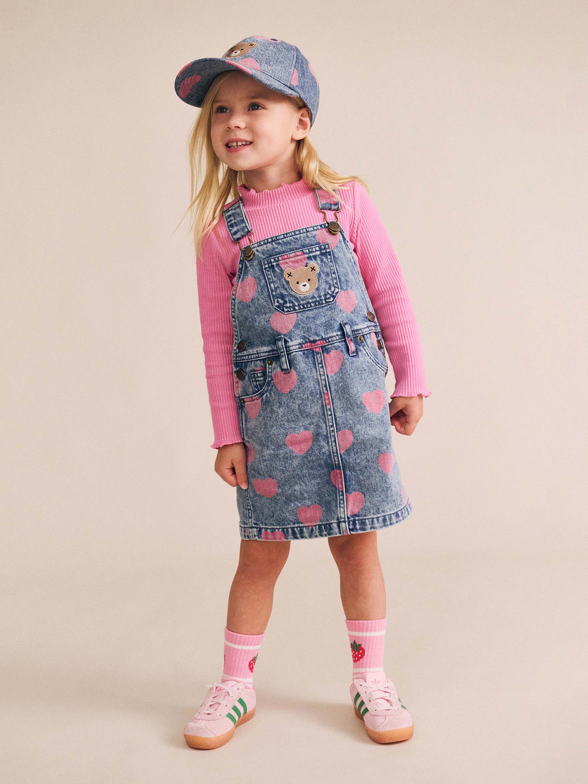 Dreamy Denim Hearts Pinafore DRESS Huxbaby