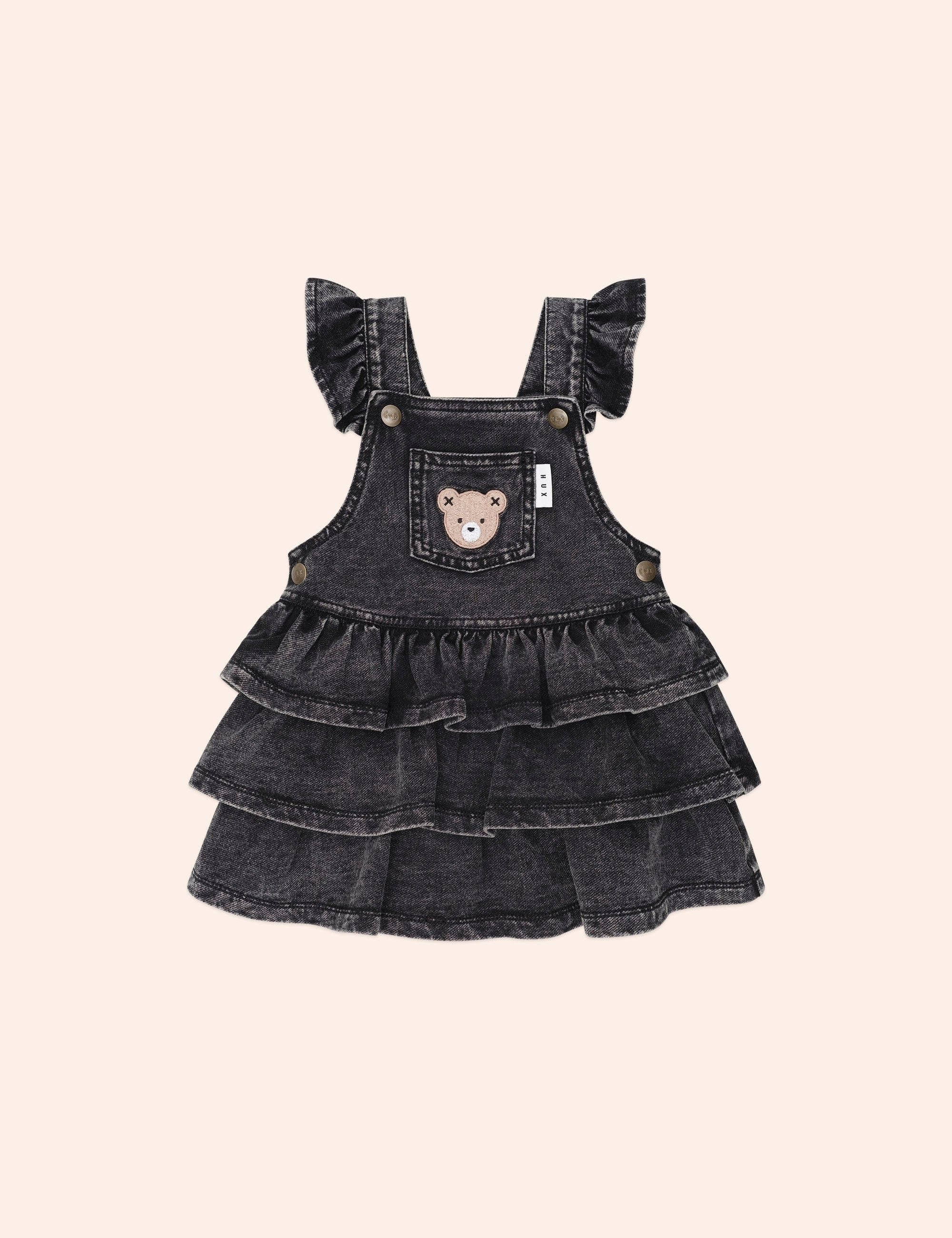 Knit Denim Frill Pinafore DRESS Huxbaby