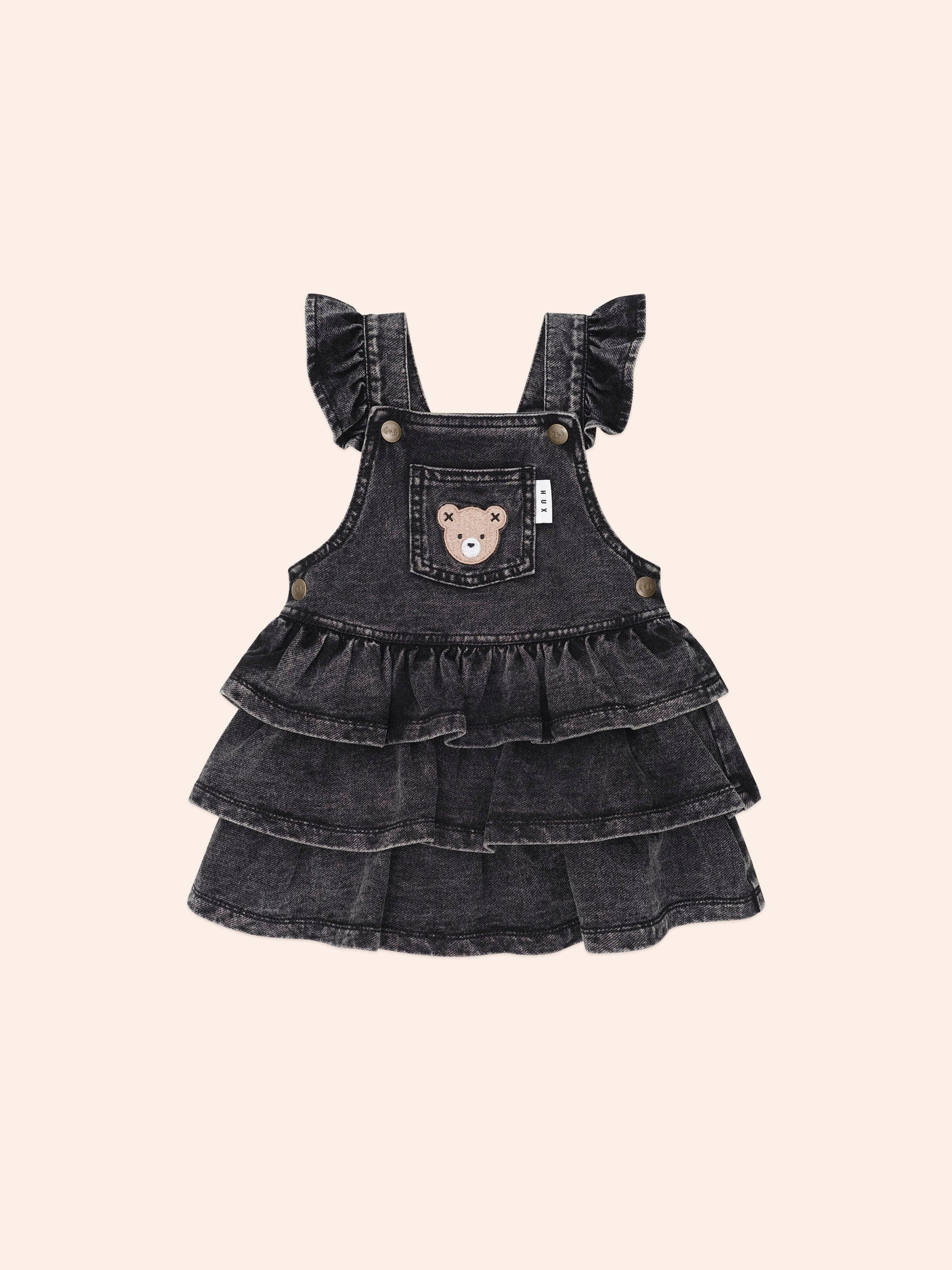 Knit Denim Frill Pinafore DRESS Huxbaby