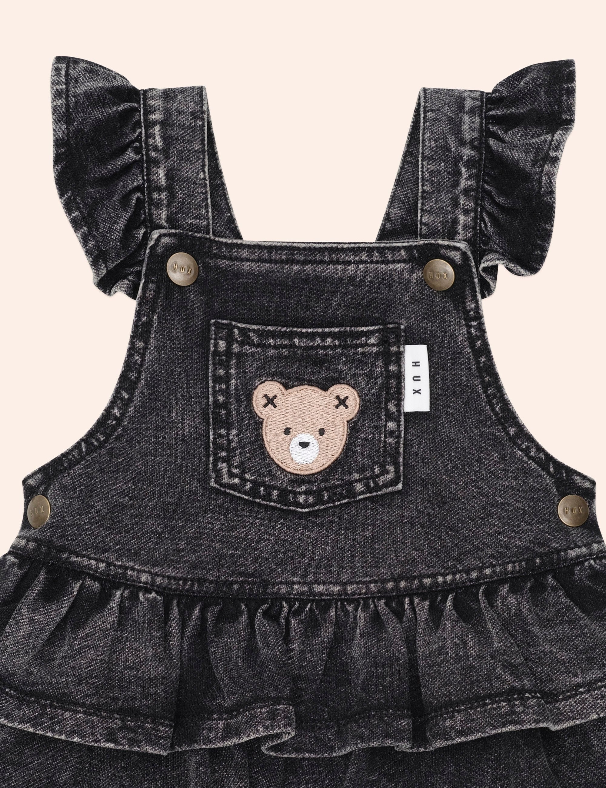 Knit Denim Frill Pinafore DRESS Huxbaby