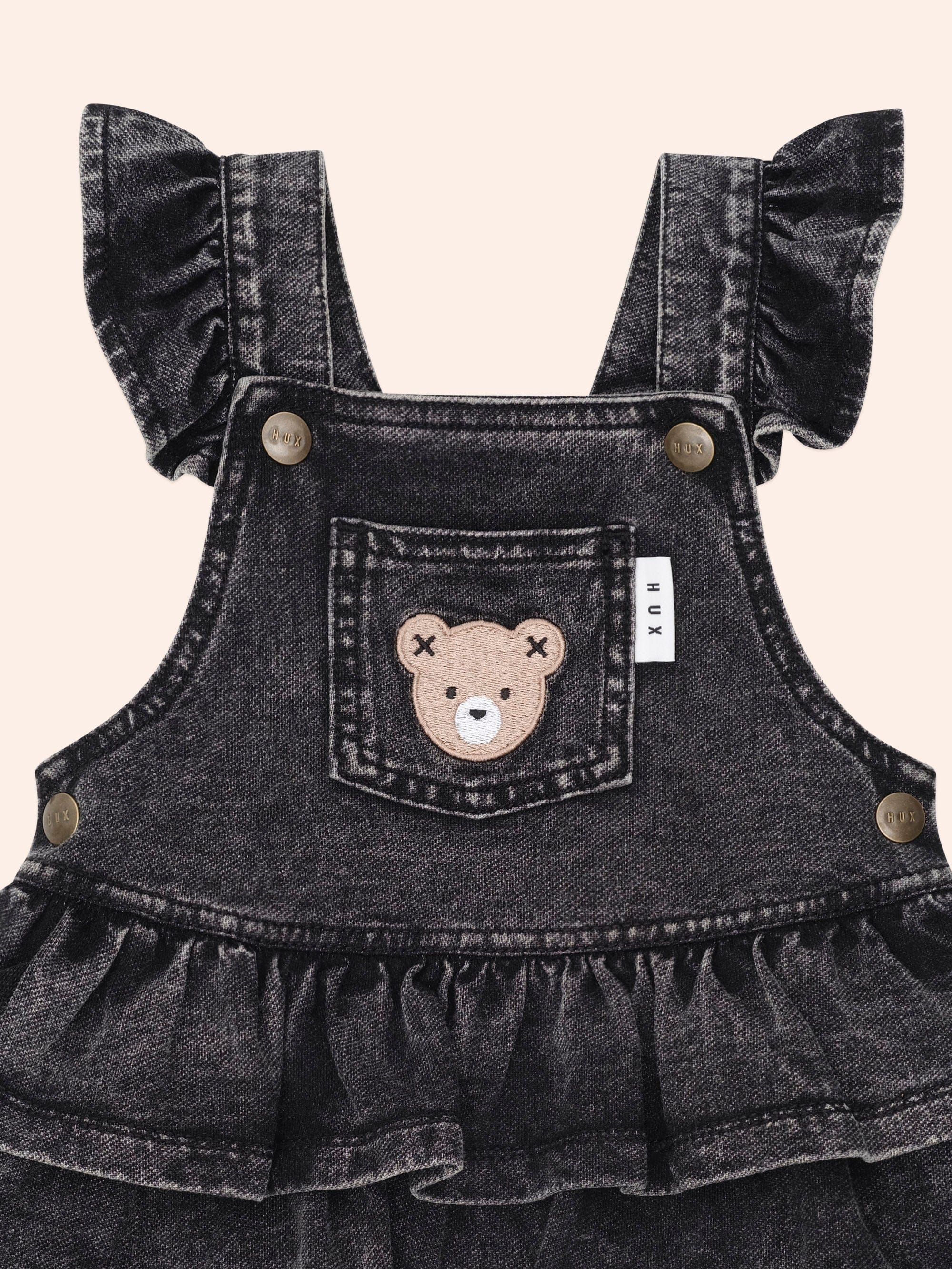 Knit Denim Frill Pinafore DRESS Huxbaby