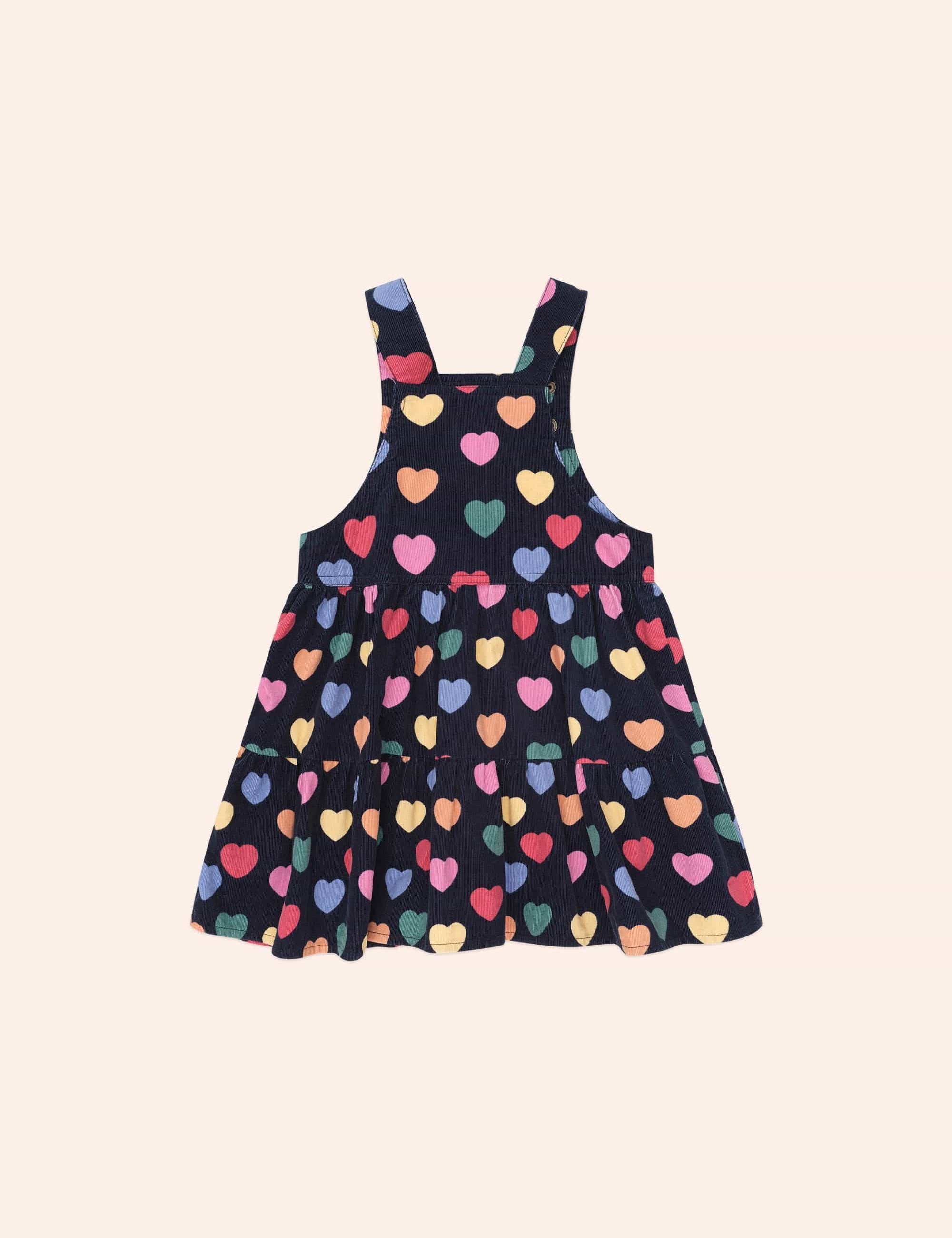 Multi Hearts Cord Pinafore DRESS Huxbaby