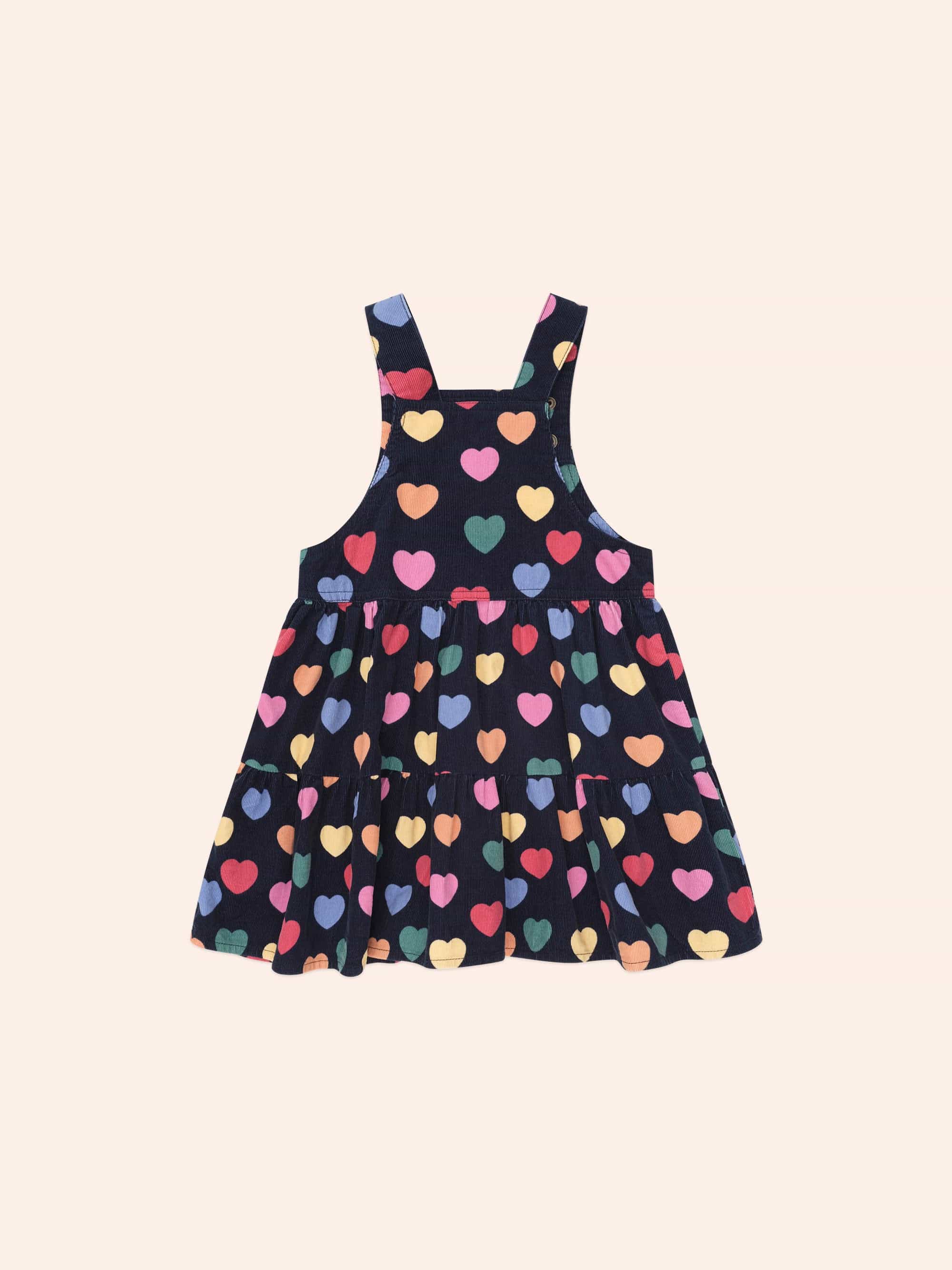 Multi Hearts Cord Pinafore DRESS Huxbaby