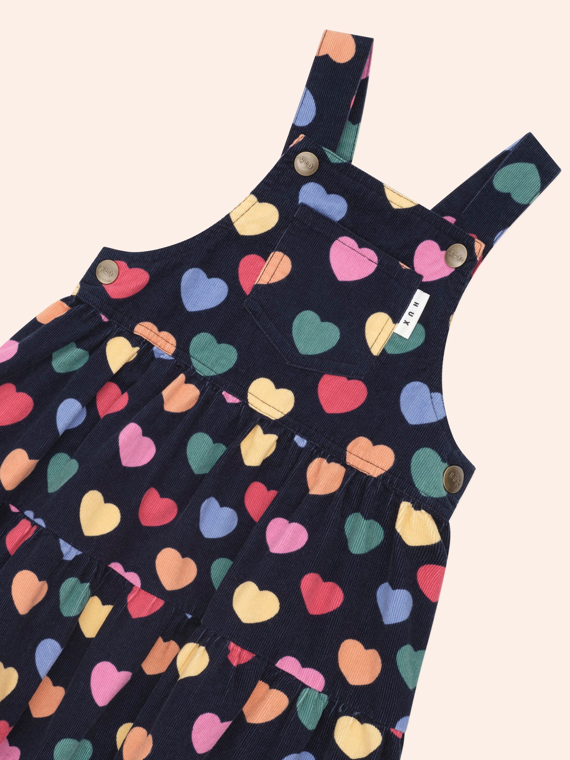 Multi Hearts Cord Pinafore DRESS Huxbaby