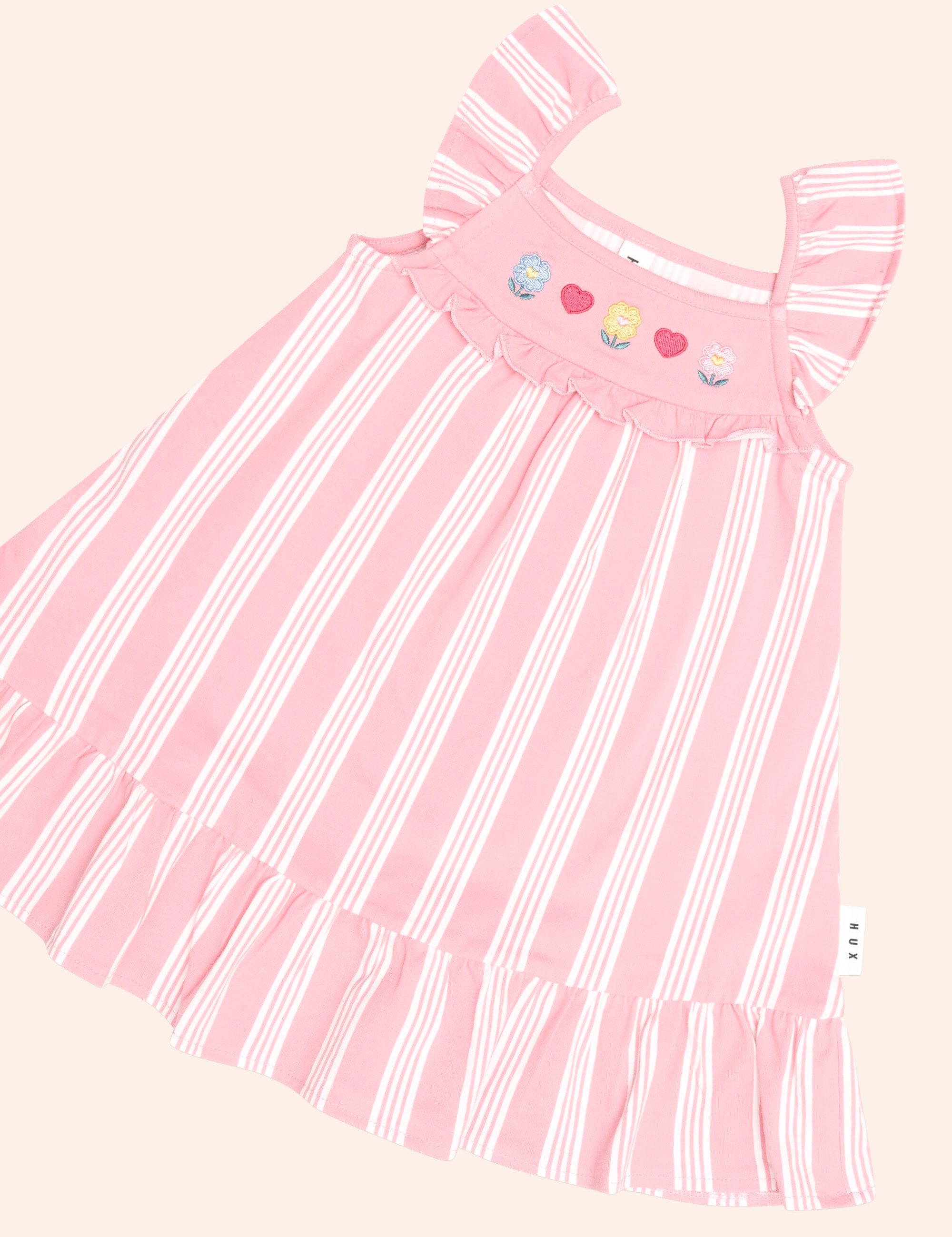 Floral Emb Stripe Dress DRESS Huxbaby Shopify