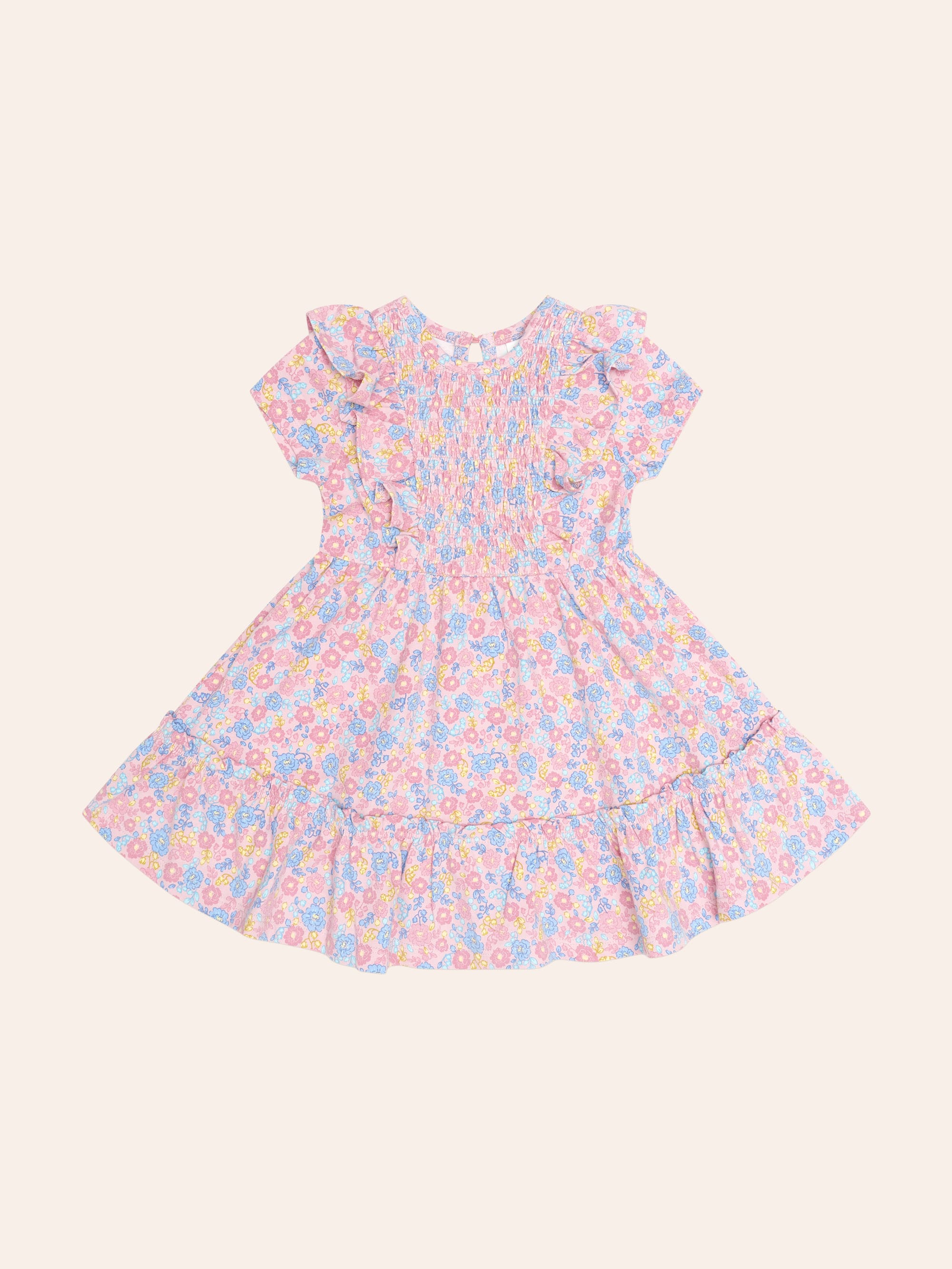 Vintage Floral Shirred S/Slv Dress DRESS Huxbaby Shopify