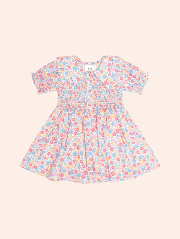 Vintage Floral Shirred Collar Dress DRESS Huxbaby Shopify