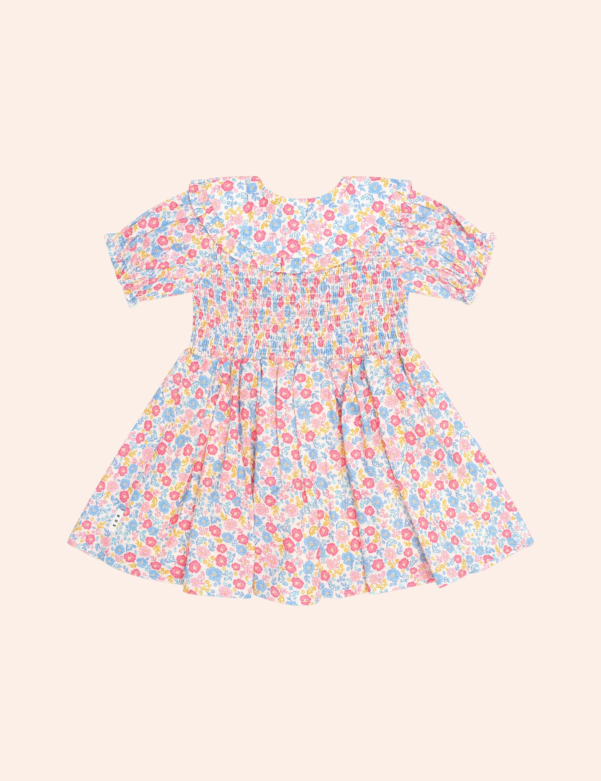 Vintage Floral Shirred Collar Dress DRESS Huxbaby Shopify