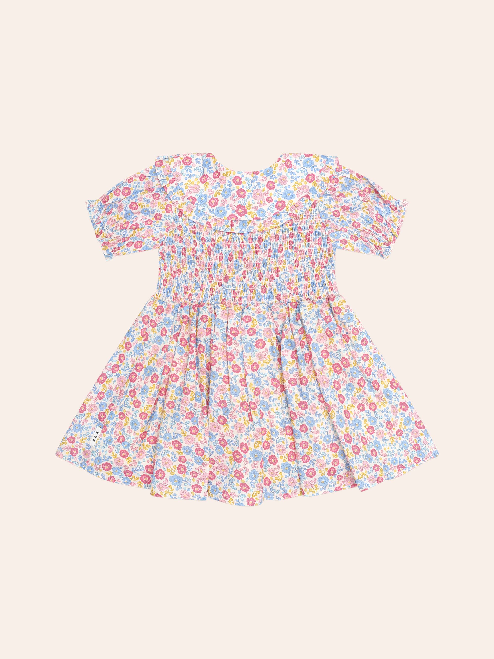 Vintage Floral Shirred Collar Dress DRESS Huxbaby Shopify