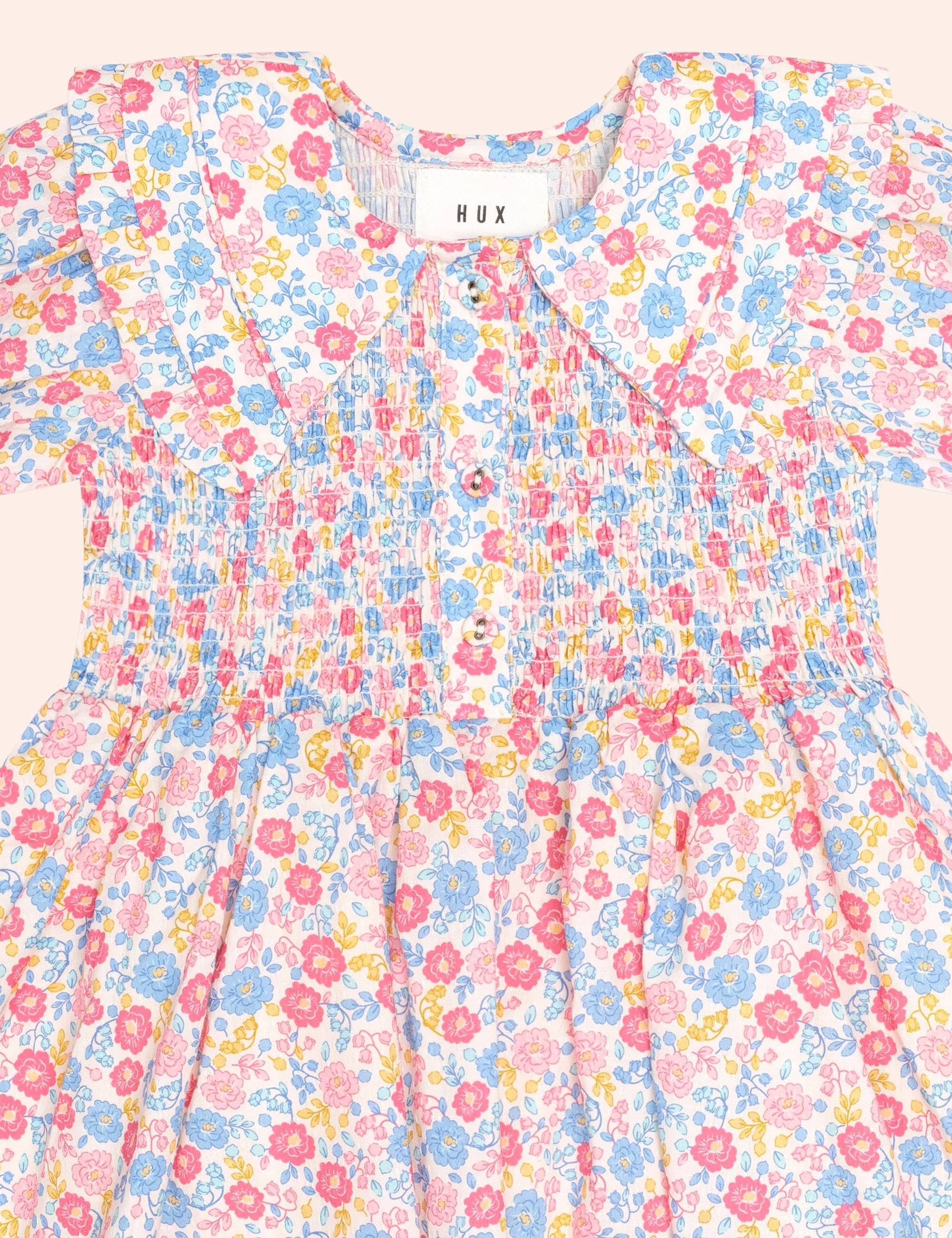 Vintage Floral Shirred Collar Dress DRESS Huxbaby Shopify