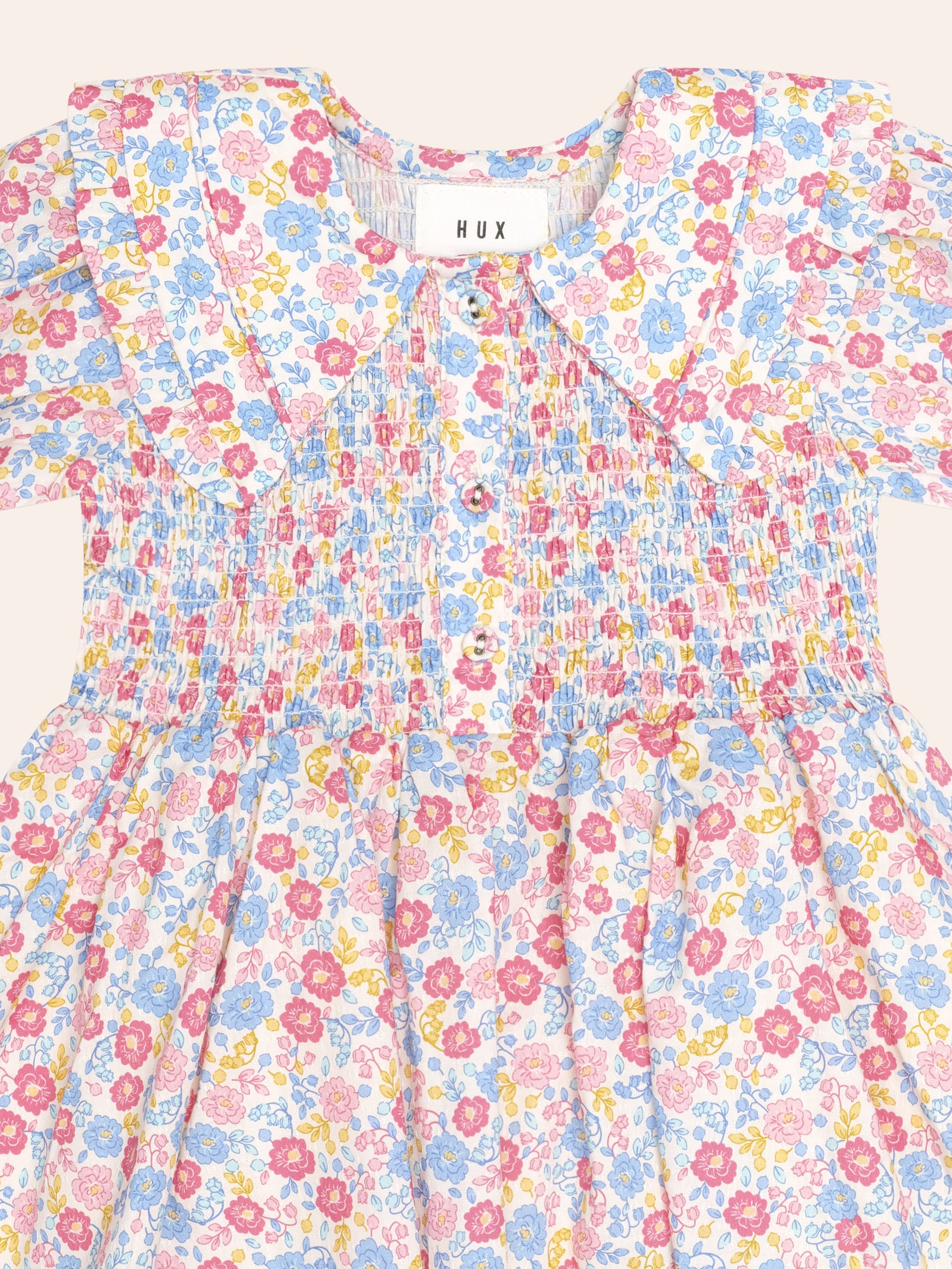 Vintage Floral Shirred Collar Dress DRESS Huxbaby Shopify