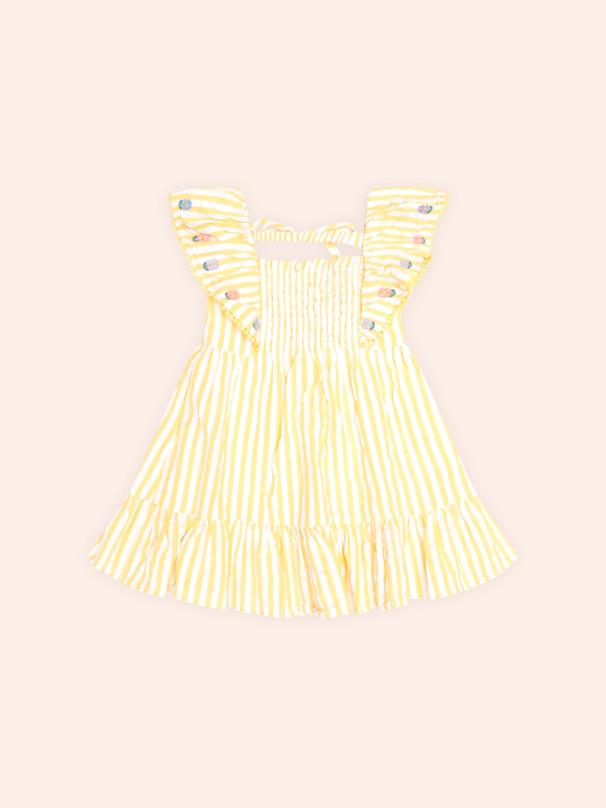 Flower Field Stripe Shirred Dress DRESS Huxbaby Shopify