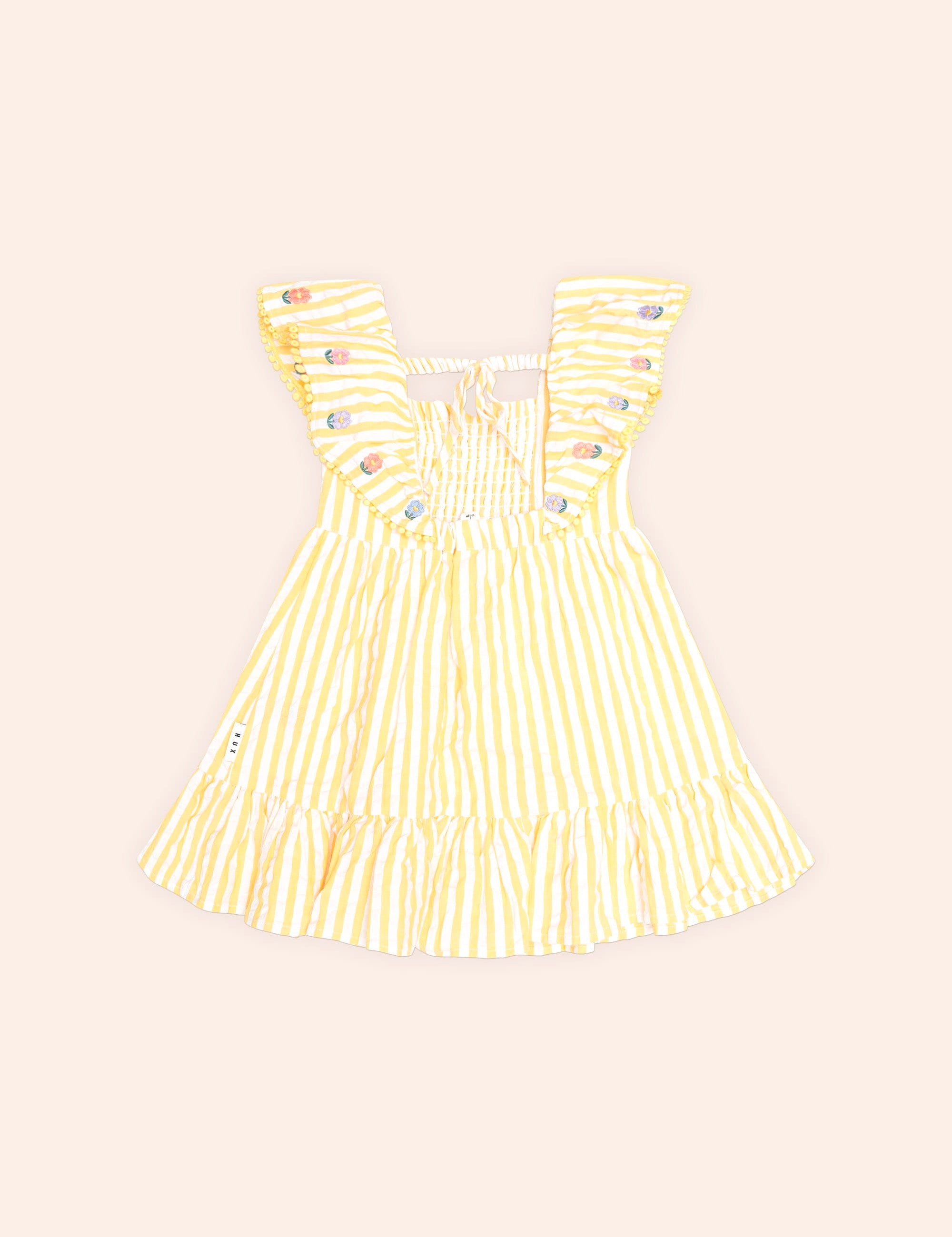 Flower Field Stripe Shirred Dress DRESS Huxbaby Shopify
