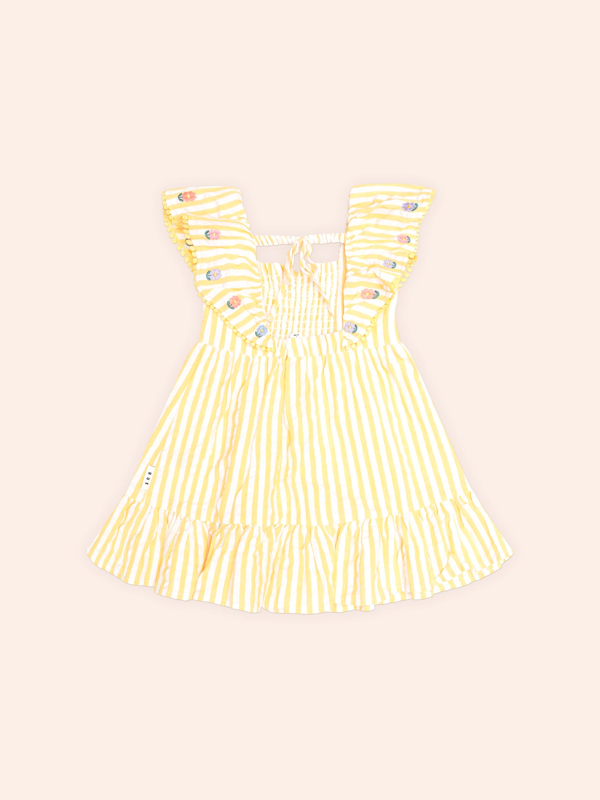 Flower Field Stripe Shirred Dress DRESS Huxbaby Shopify