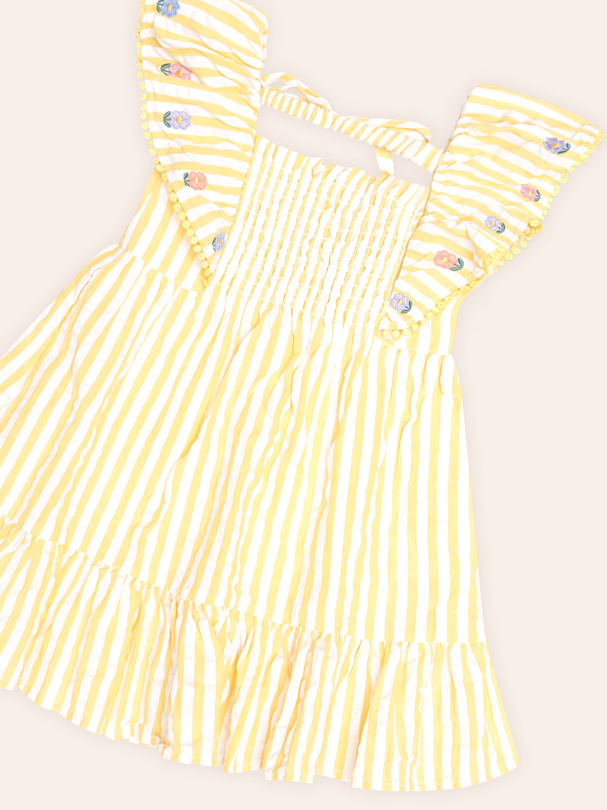Flower Field Stripe Shirred Dress DRESS Huxbaby Shopify