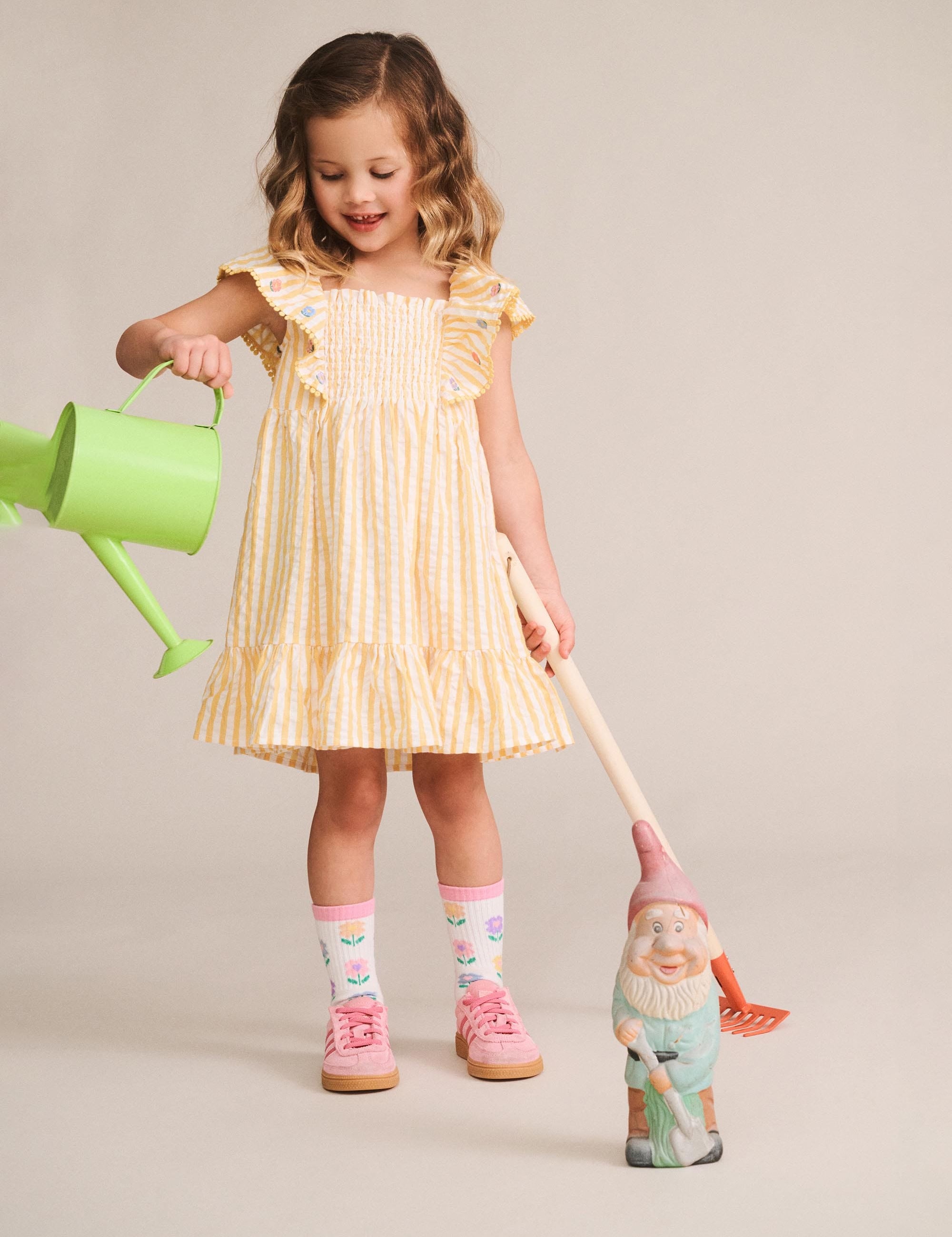 Flower Field Stripe Shirred Dress DRESS Huxbaby Shopify