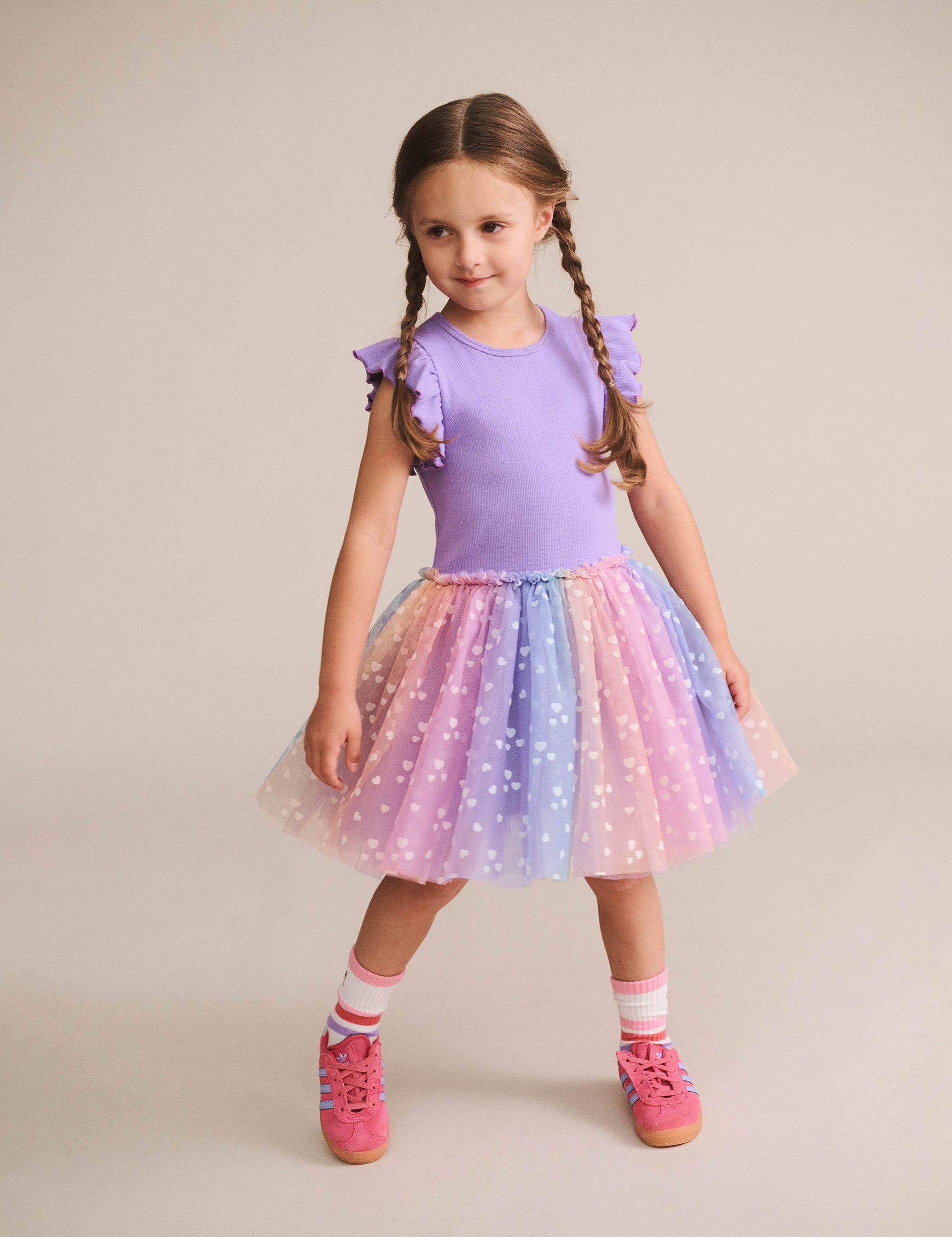 Purple S/Slv Rib Dress DRESS Huxbaby Shopify