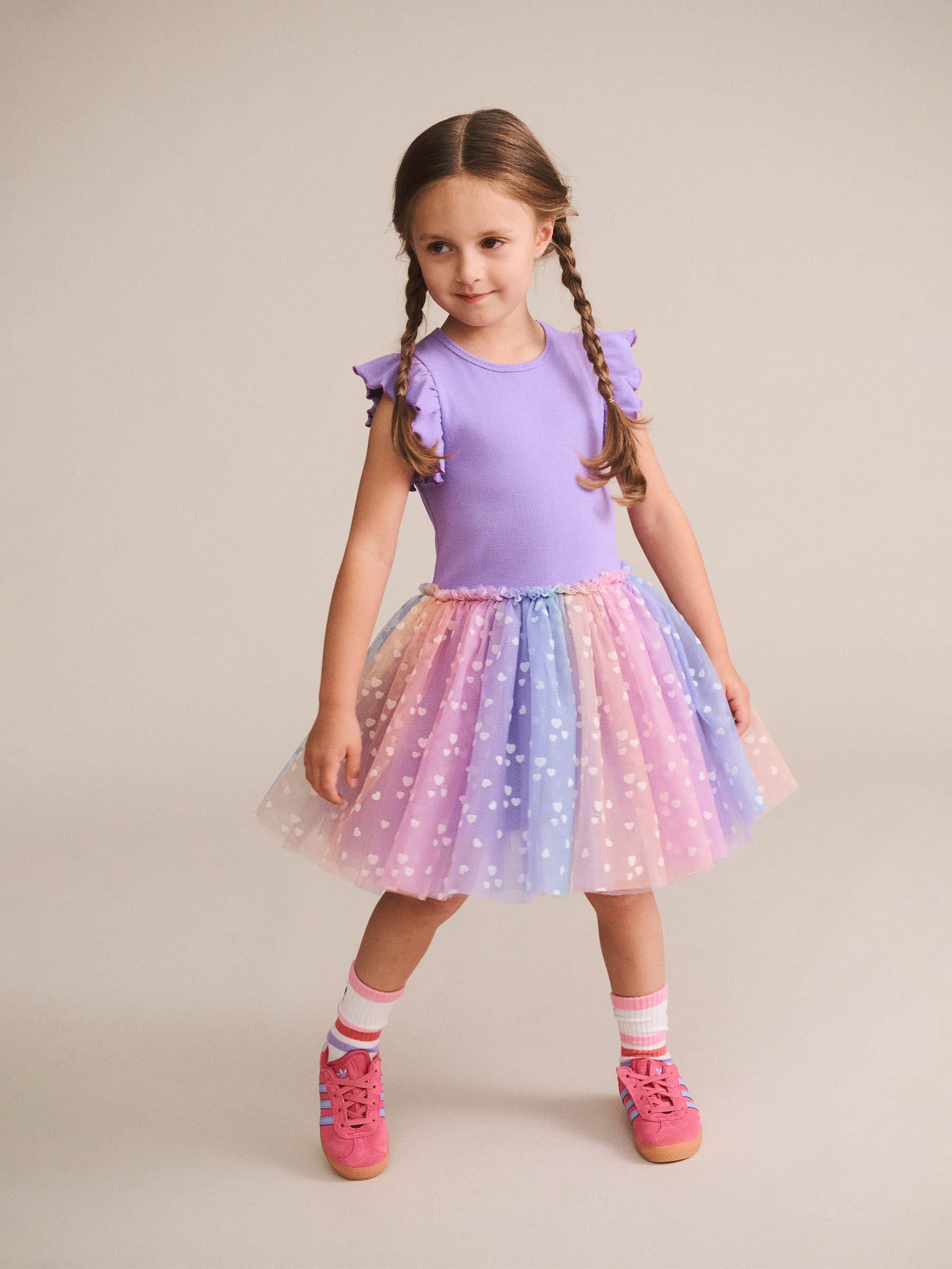 Purple S/Slv Rib Dress DRESS Huxbaby Shopify
