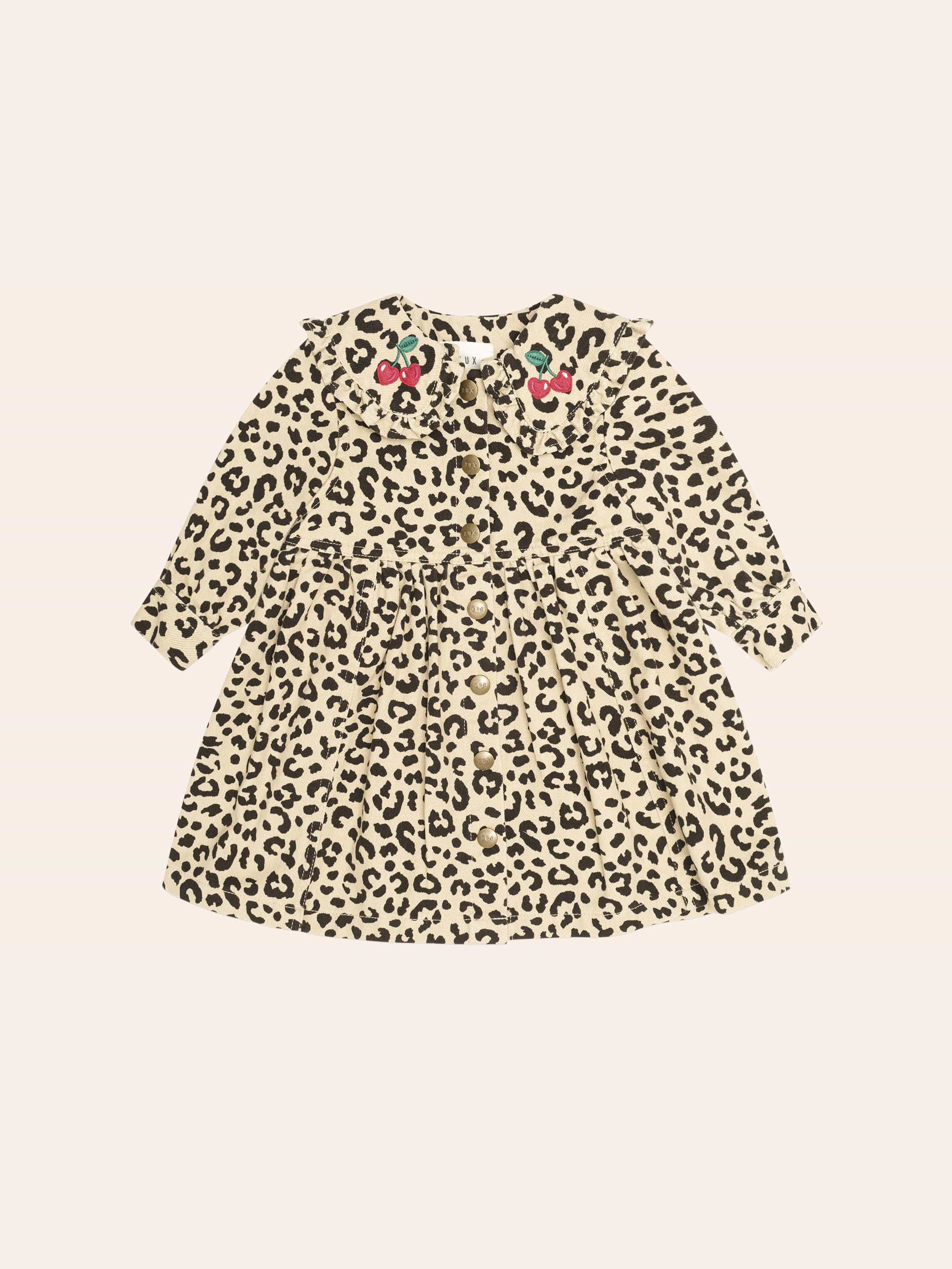 Leopard Cherry Collar Dress DRESS Huxbaby Shopify