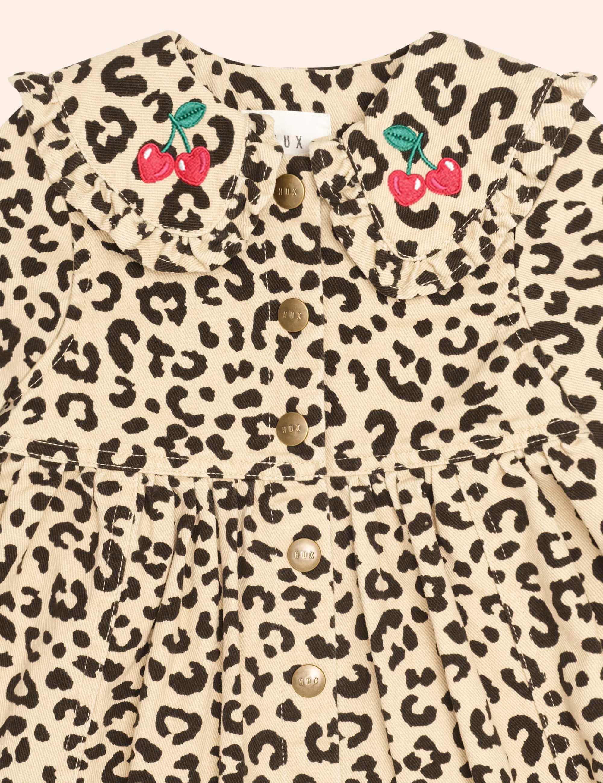 Leopard Cherry Collar Dress DRESS Huxbaby Shopify