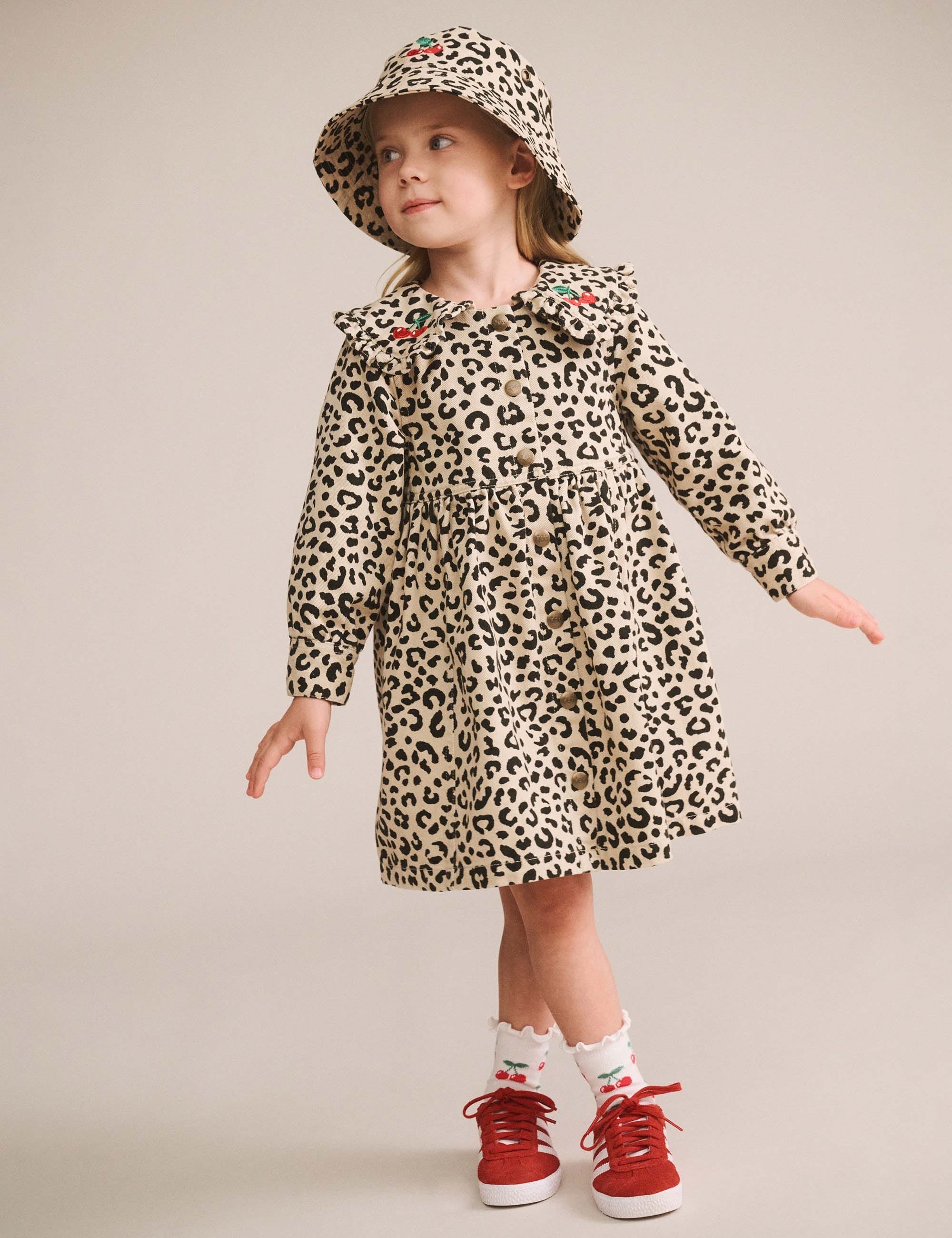 Leopard Cherry Collar Dress DRESS Huxbaby Shopify