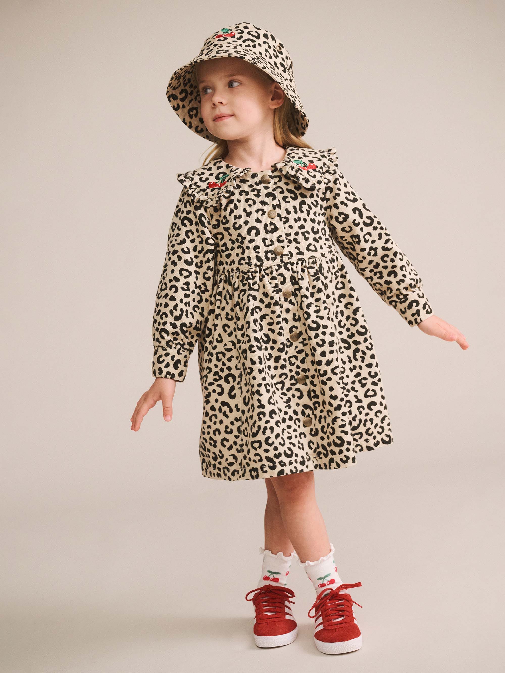 Leopard Cherry Collar Dress DRESS Huxbaby Shopify