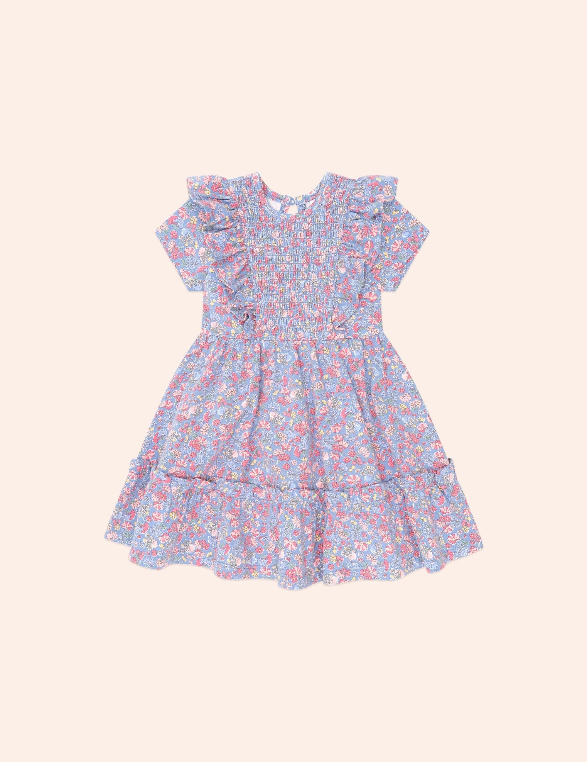 Vintage Floral Shirred Dress DRESS Huxbaby