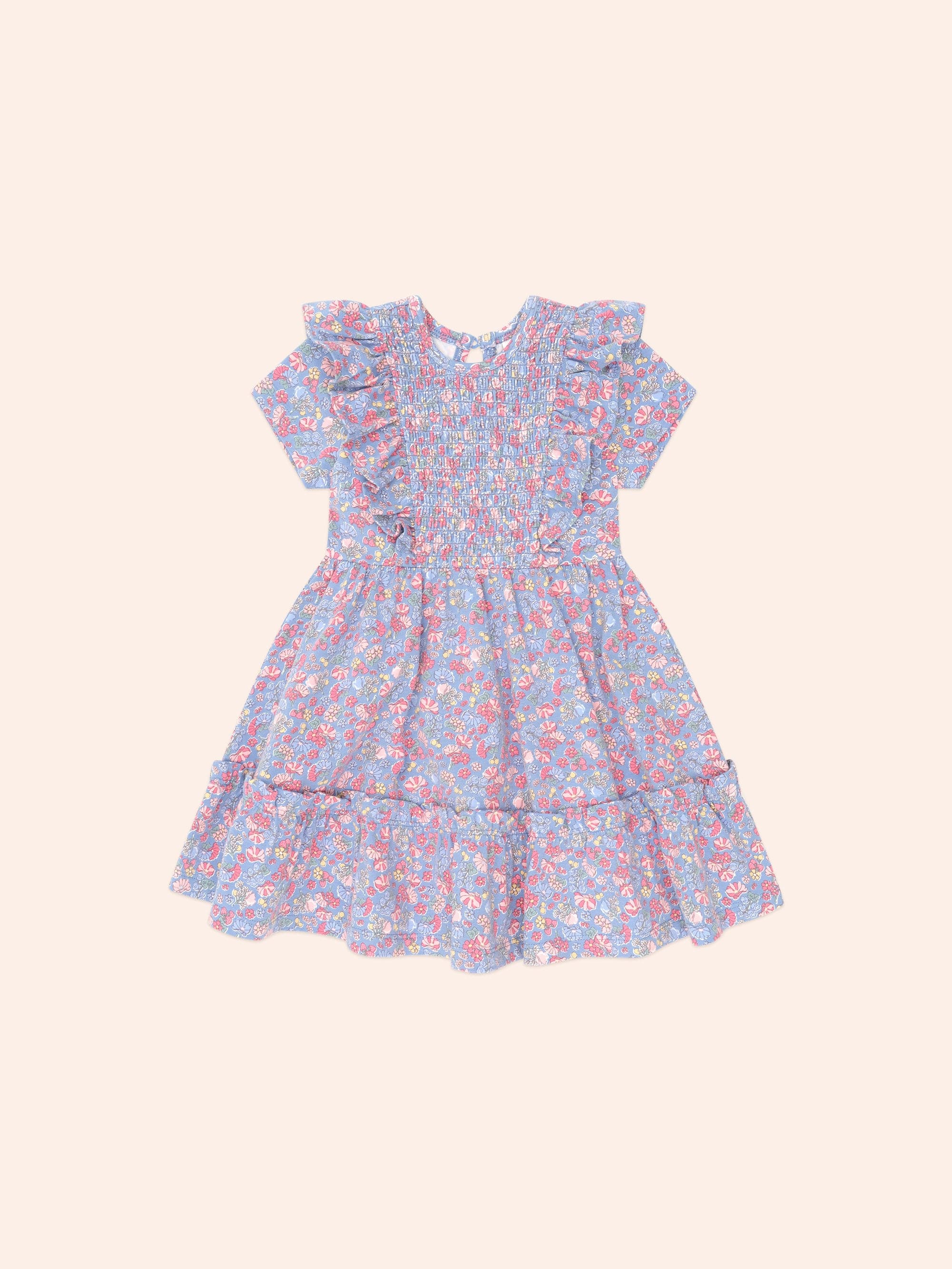 Vintage Floral Shirred Dress DRESS Huxbaby