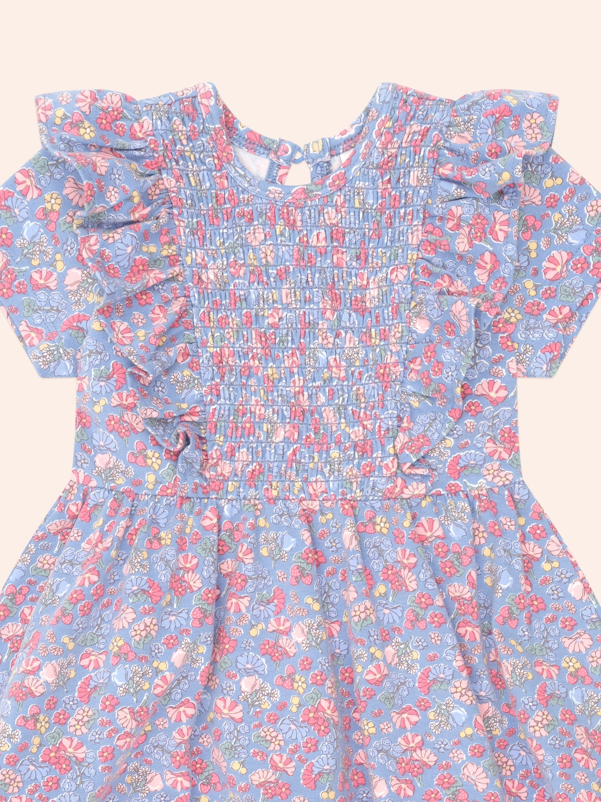Vintage Floral Shirred Dress DRESS Huxbaby