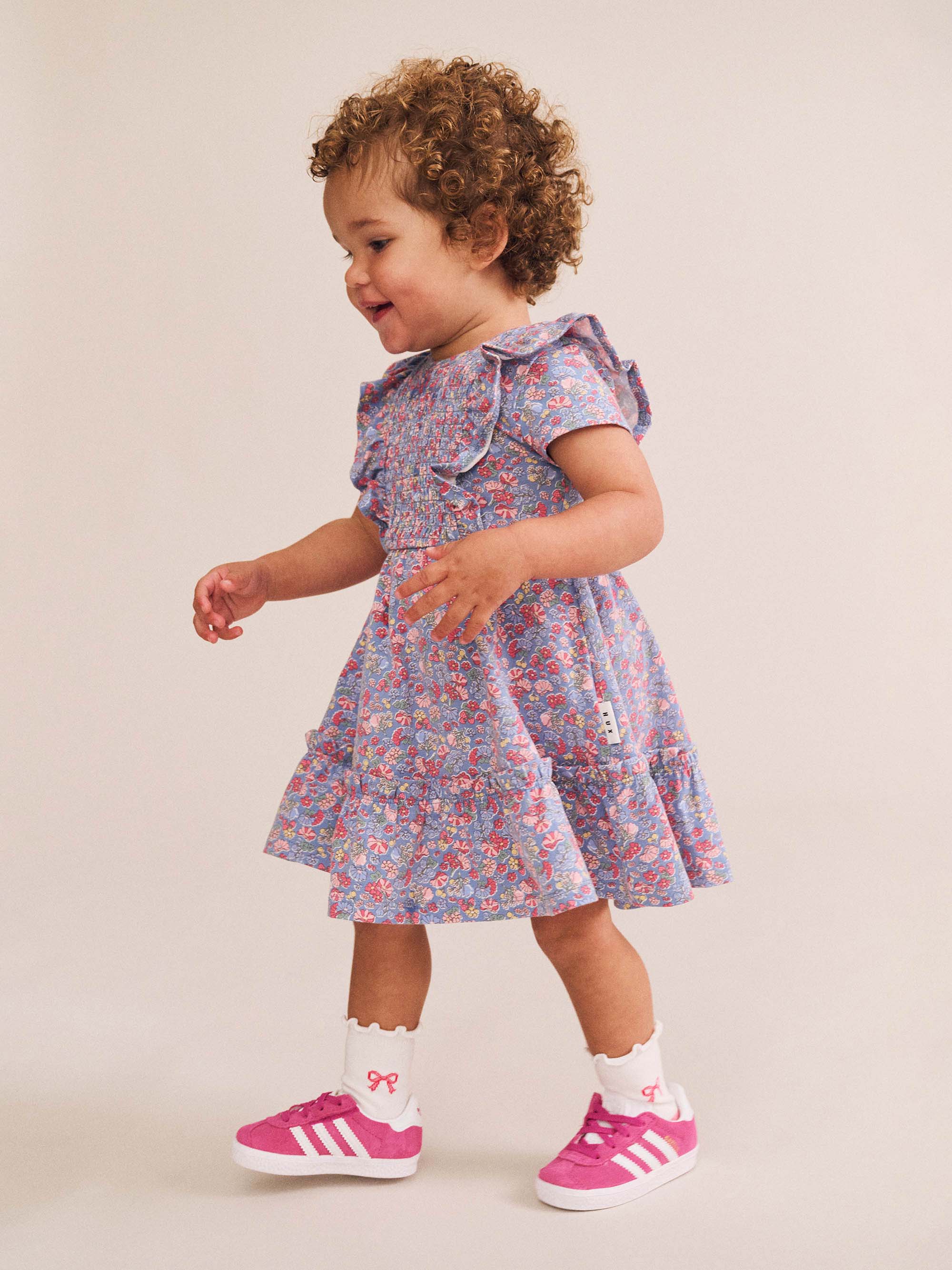 Vintage Floral Shirred Dress DRESS Huxbaby