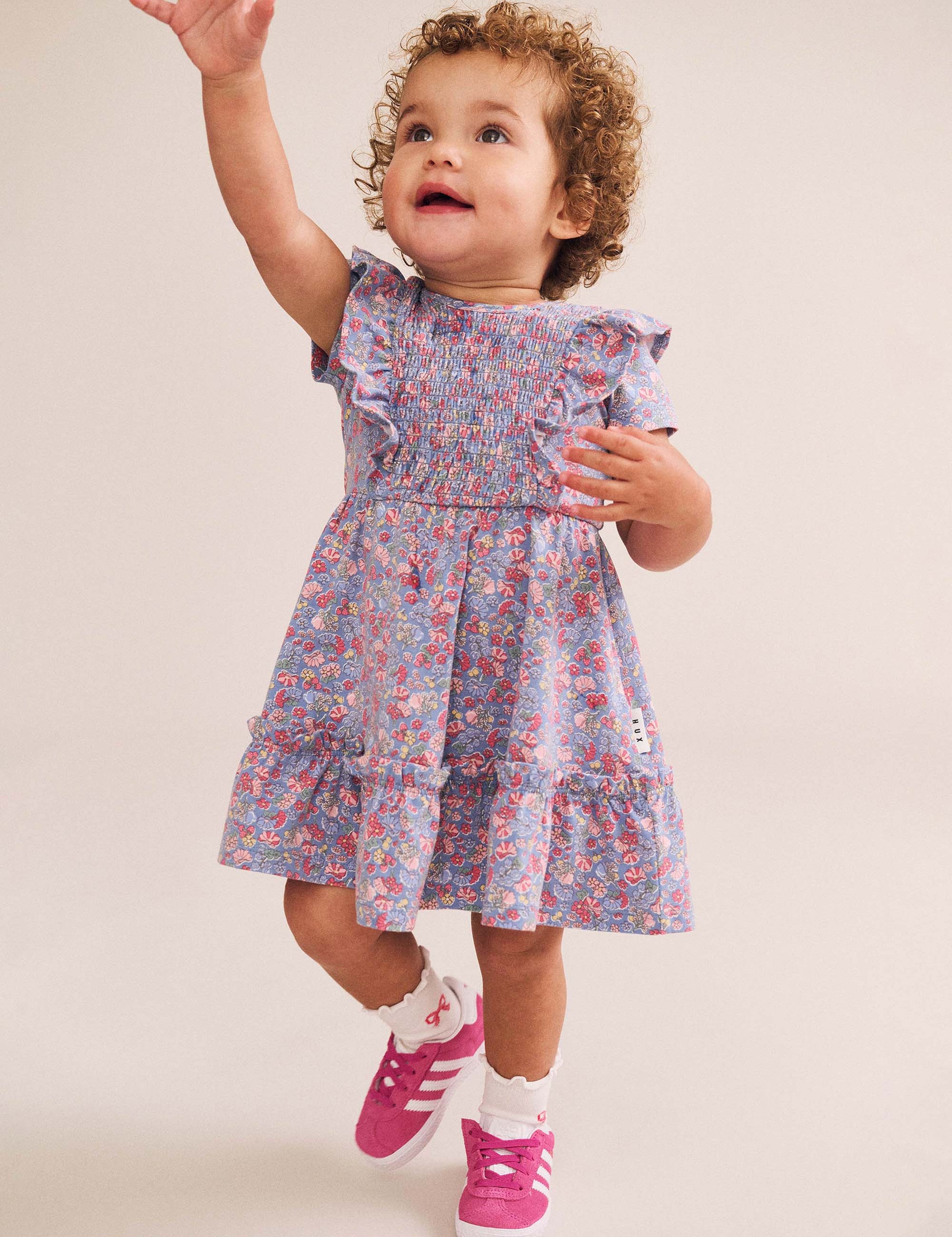 Vintage Floral Shirred Dress DRESS Huxbaby