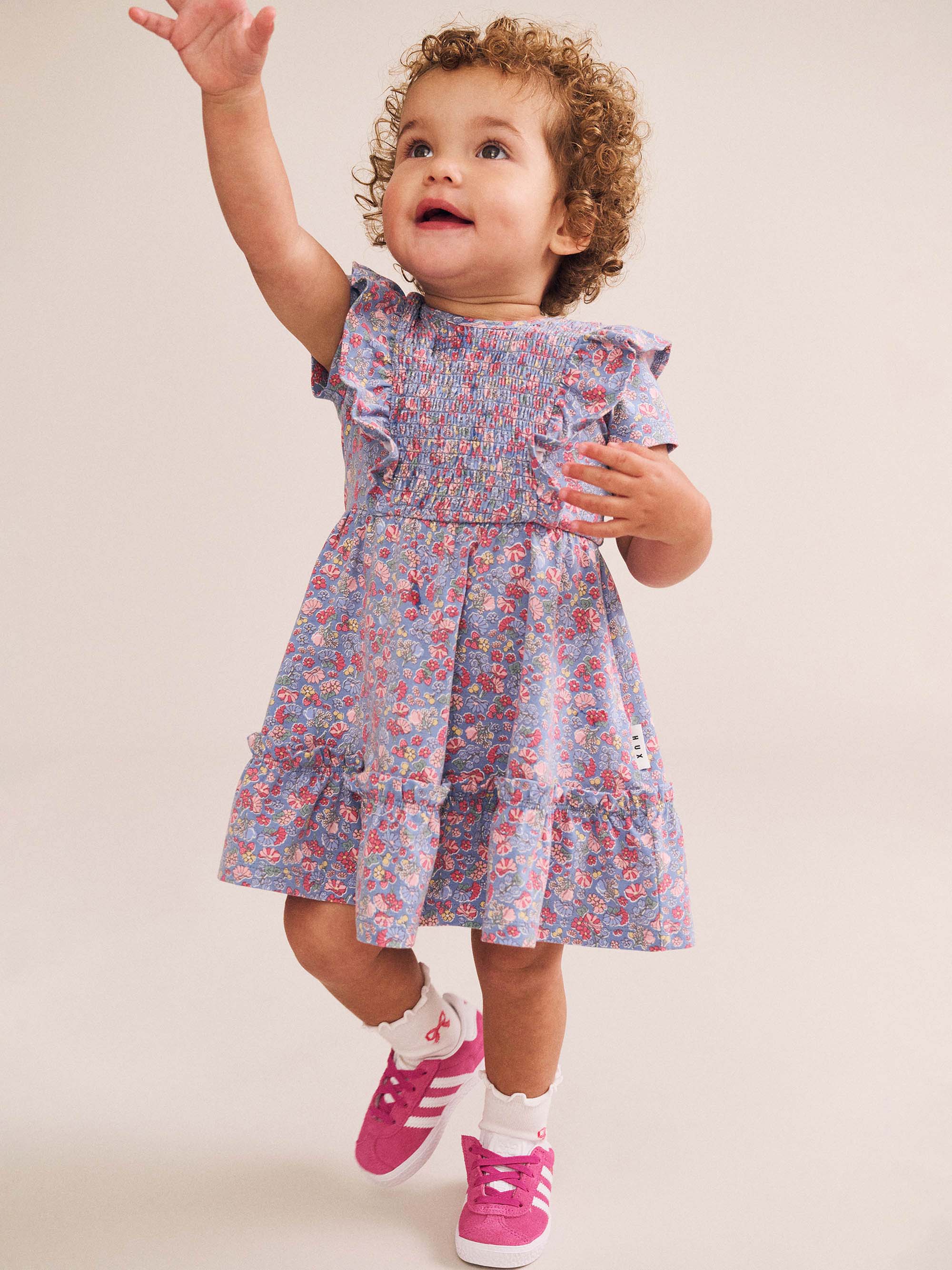 Vintage Floral Shirred Dress DRESS Huxbaby