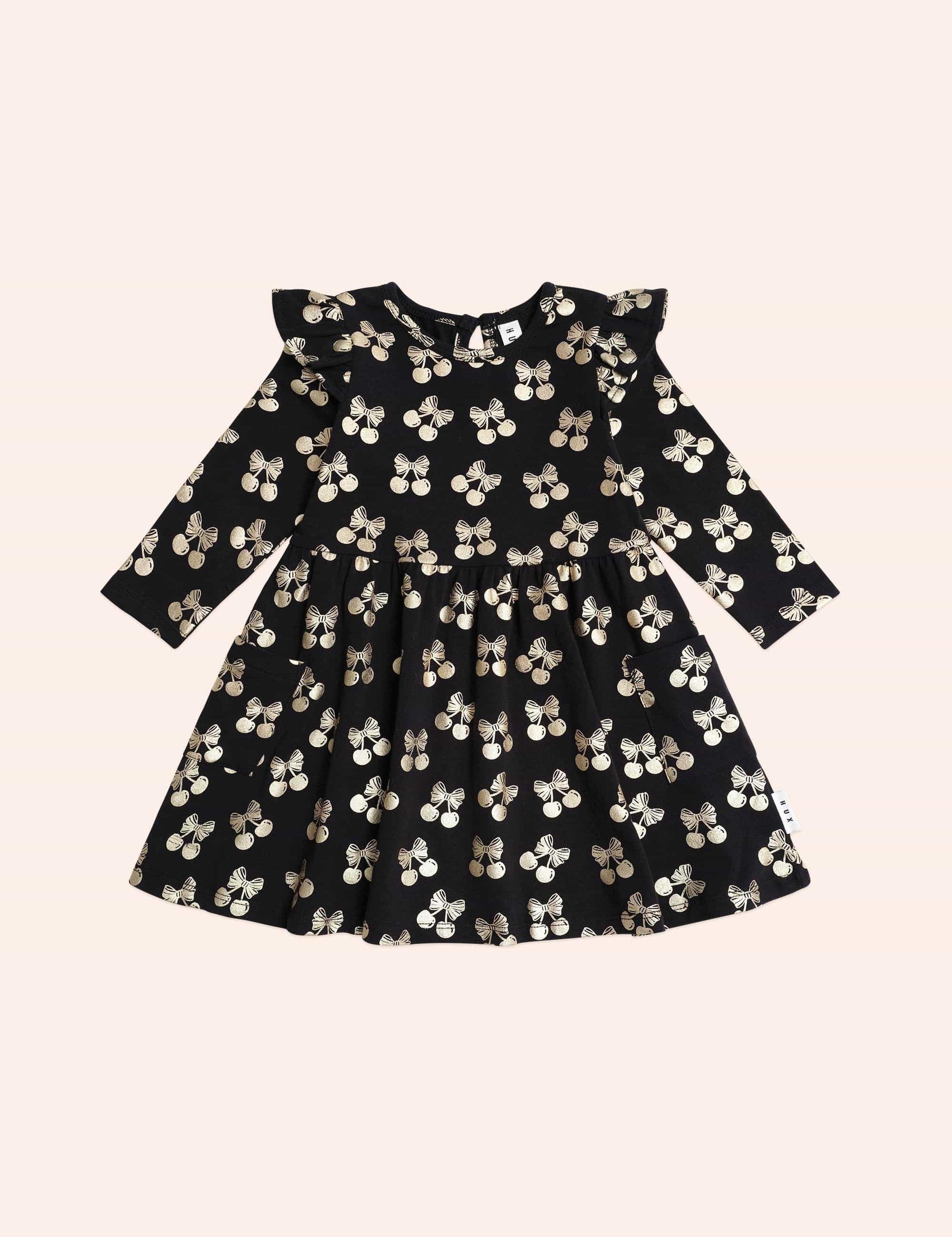 Special Dress Cherry Pie Gold DRESS Huxbaby