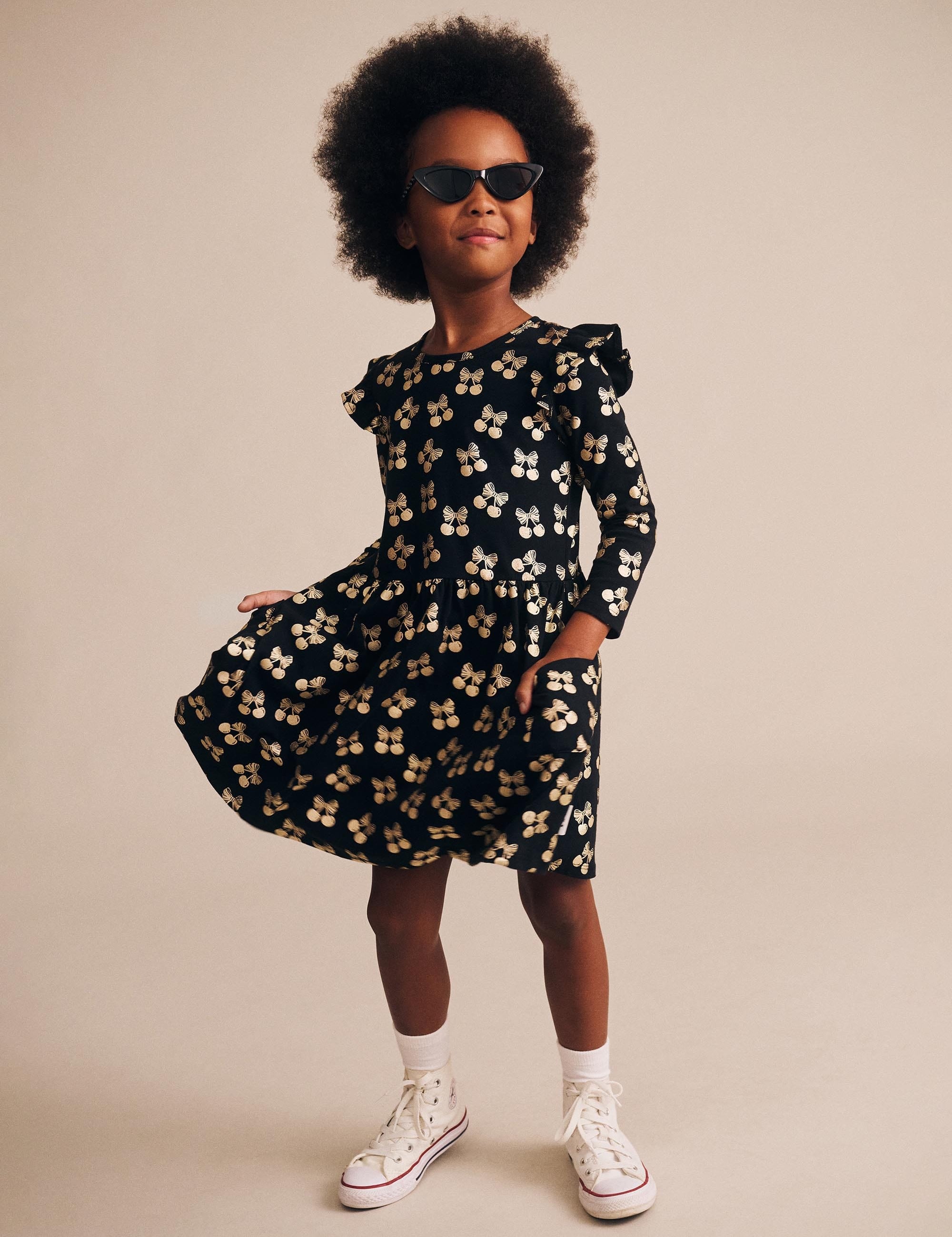 Special Dress Cherry Pie Gold DRESS Huxbaby