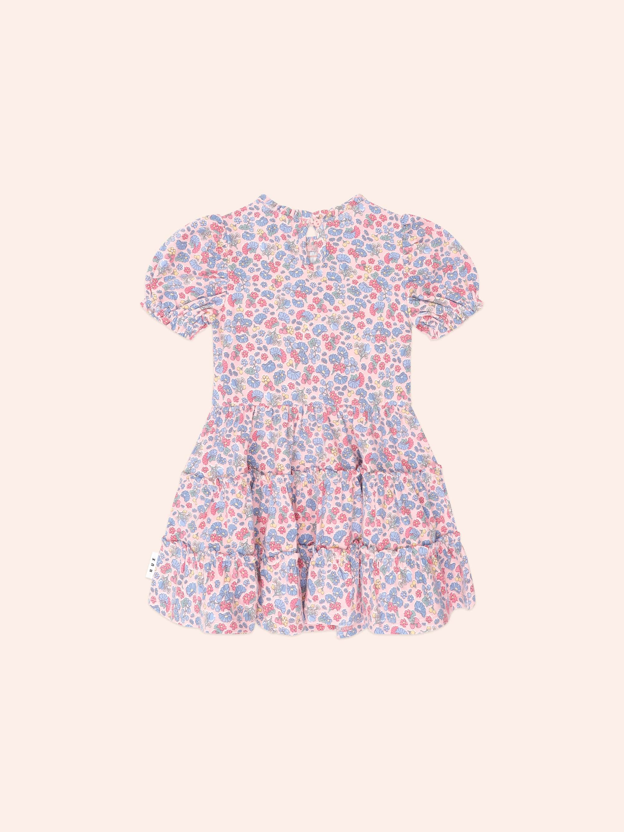 Vintage Floral Puff Sleeve Shirred Dress DRESS Huxbaby