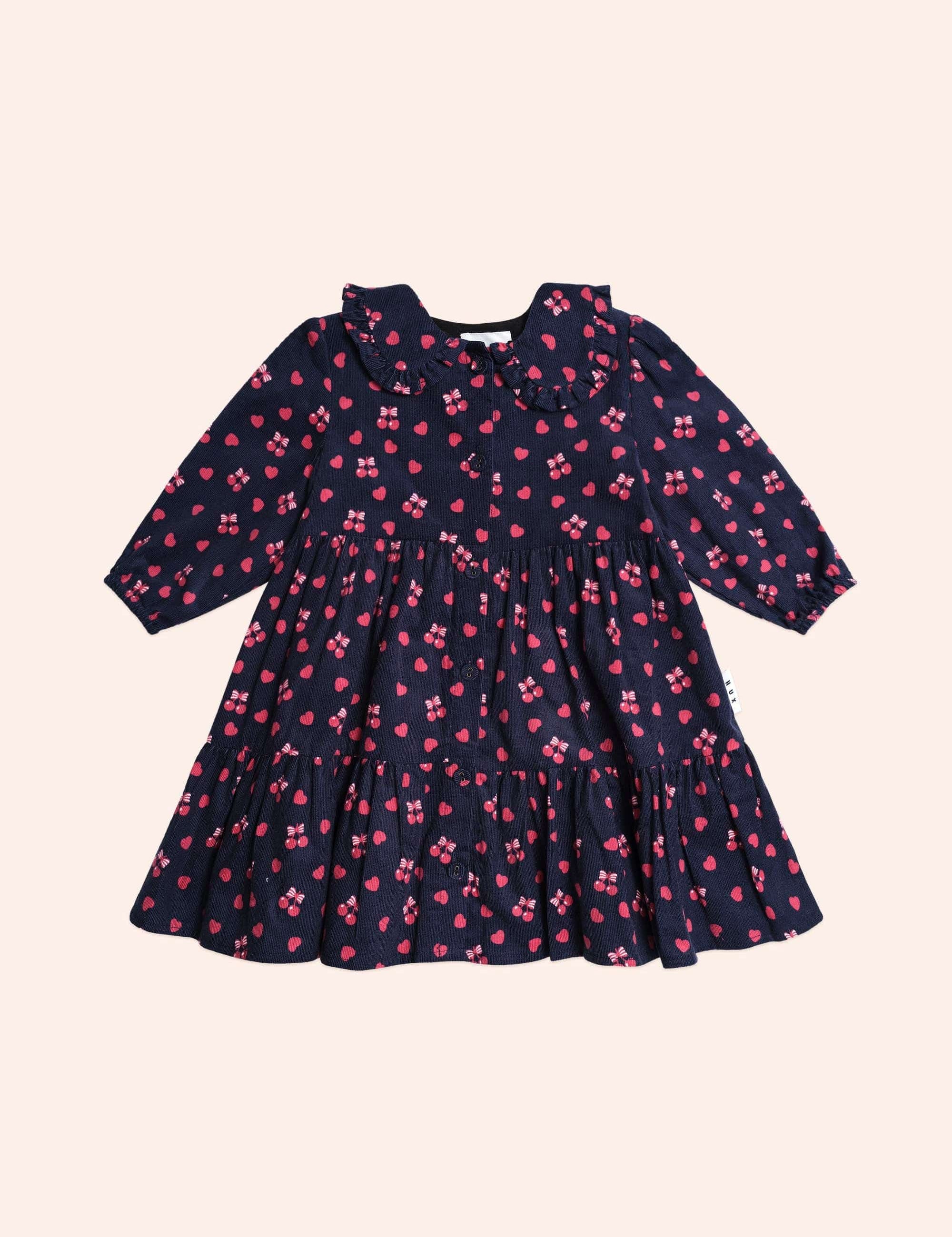 Cherry Pie Tiered Dress Cord DRESS Huxbaby