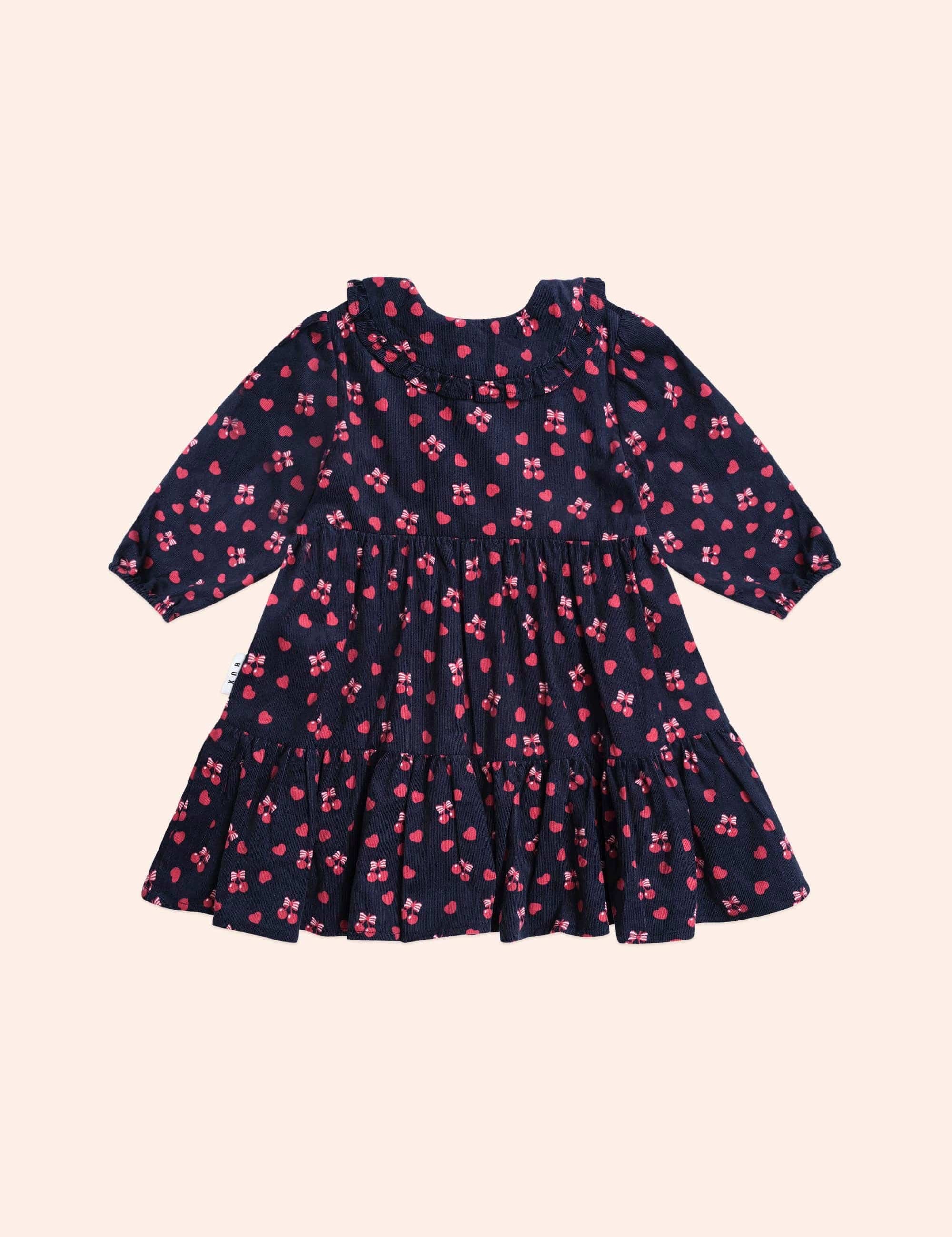 Cherry Pie Tiered Dress Cord DRESS Huxbaby