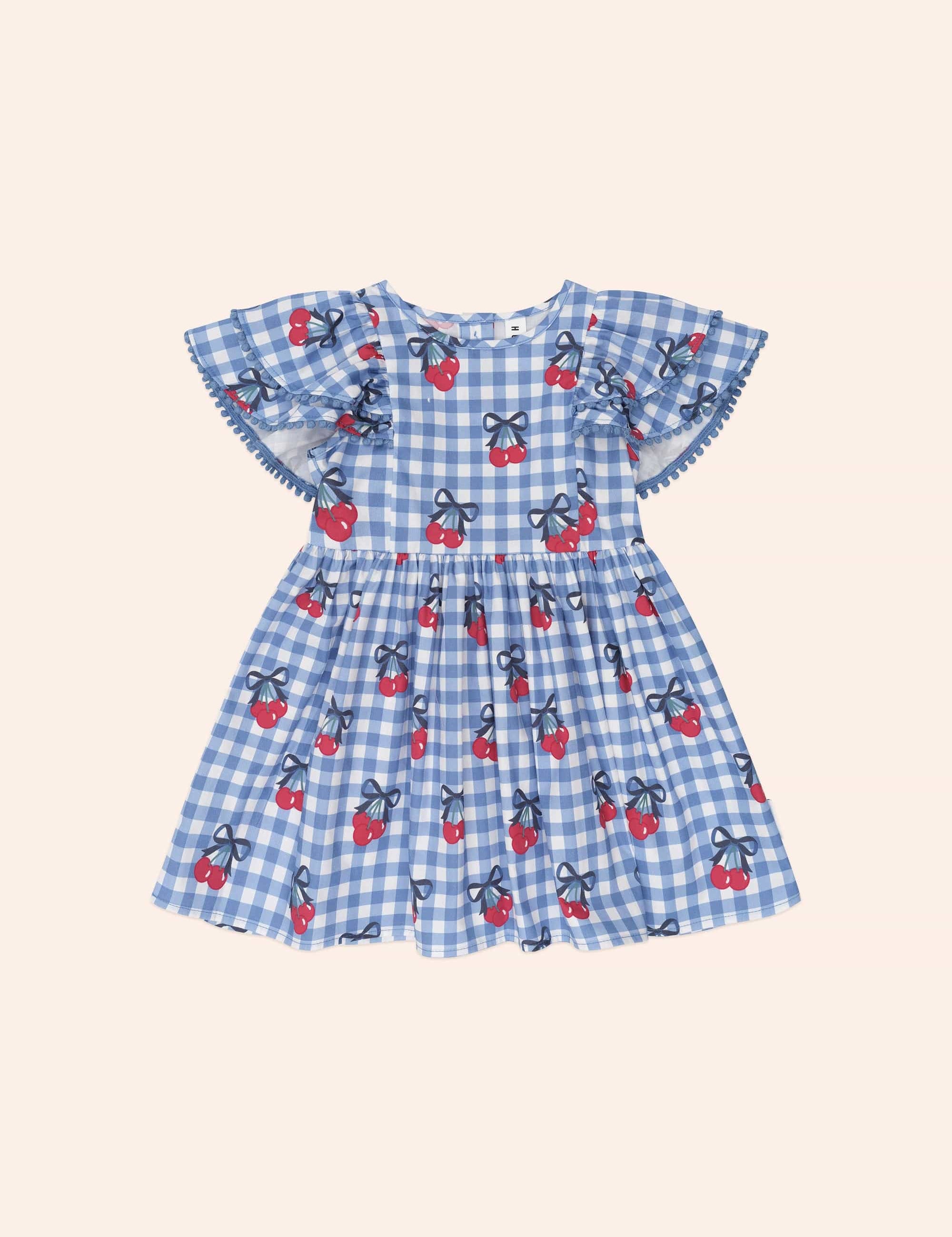 Cherry Gingham Frill Dress DRESS Huxbaby