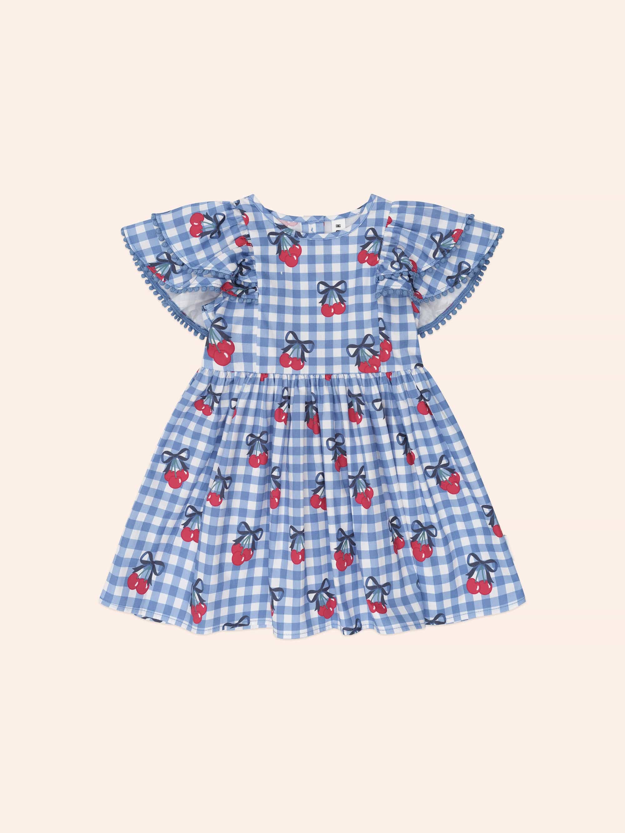 Cherry Gingham Frill Dress DRESS Huxbaby