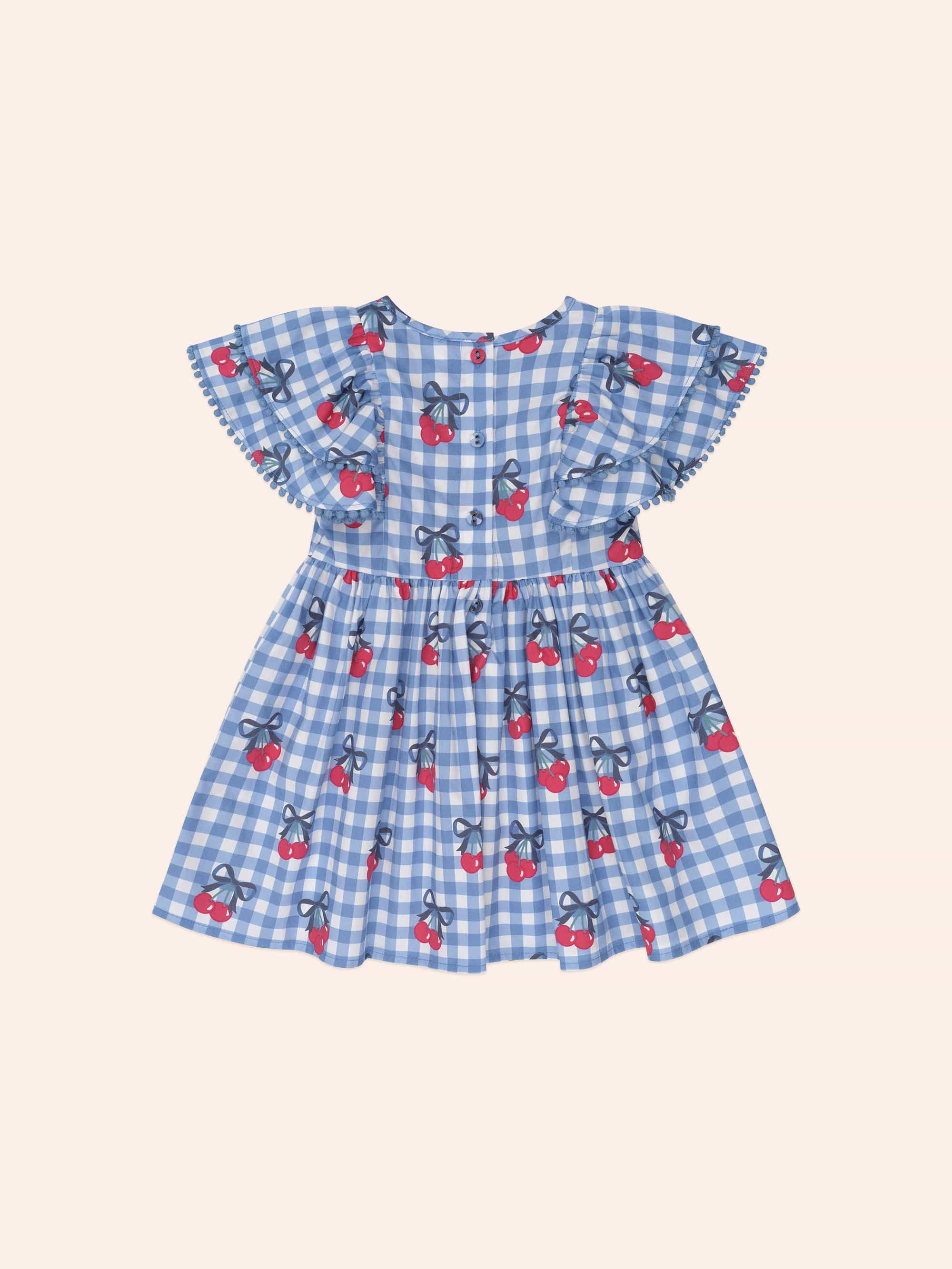 Cherry Gingham Frill Dress DRESS Huxbaby