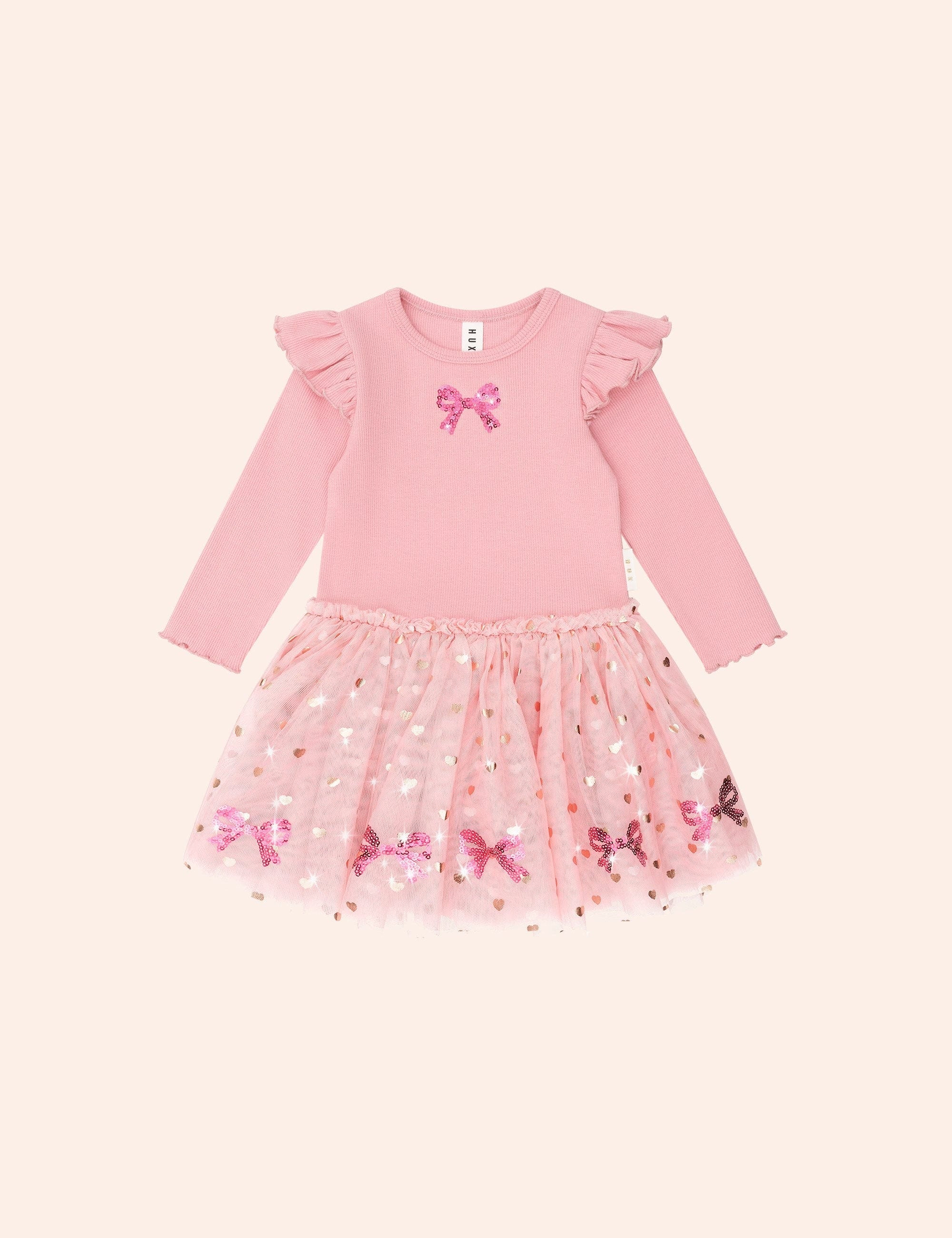 Sequin Bow Tulle Dress DRESS Huxbaby