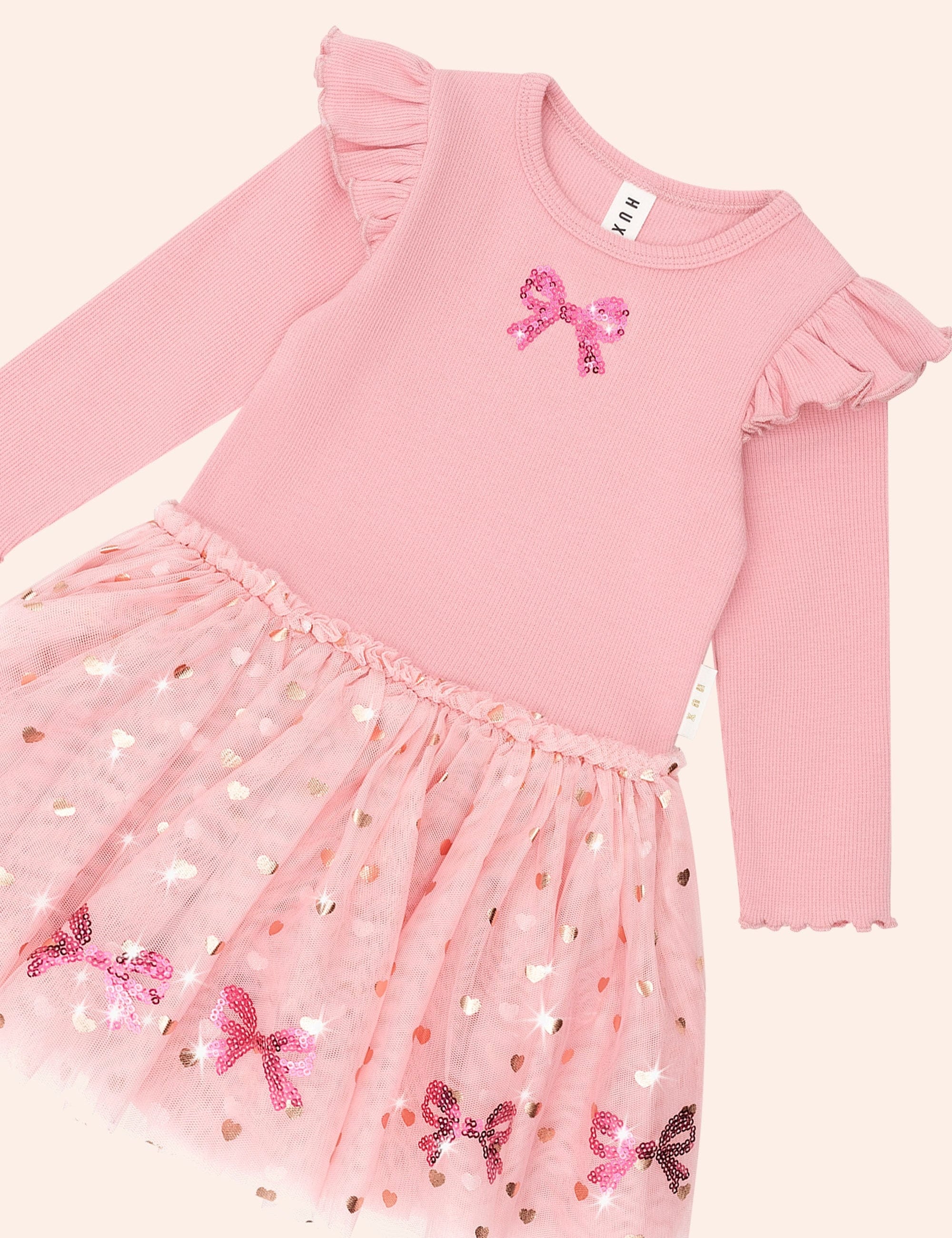 Sequin Bow Tulle Dress DRESS Huxbaby