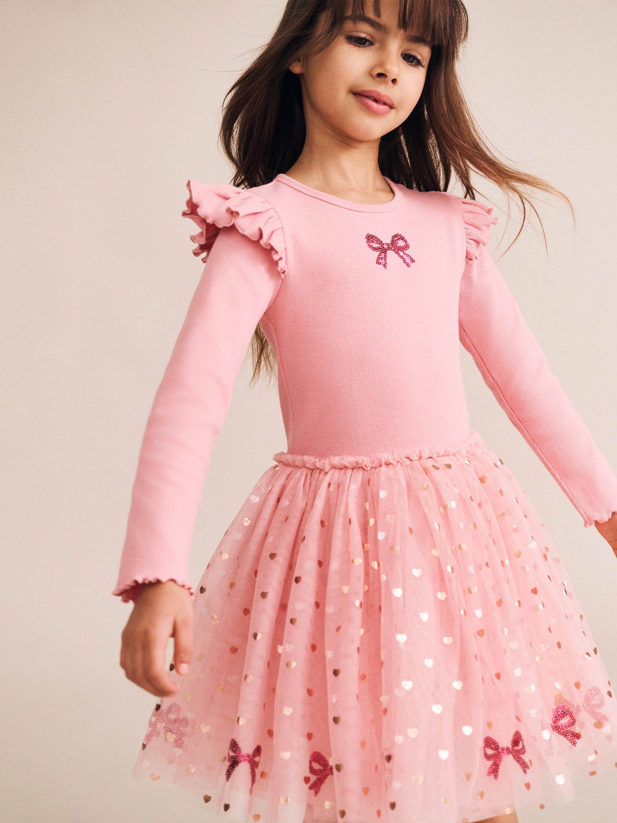 Sequin Bow Tulle Dress DRESS Huxbaby