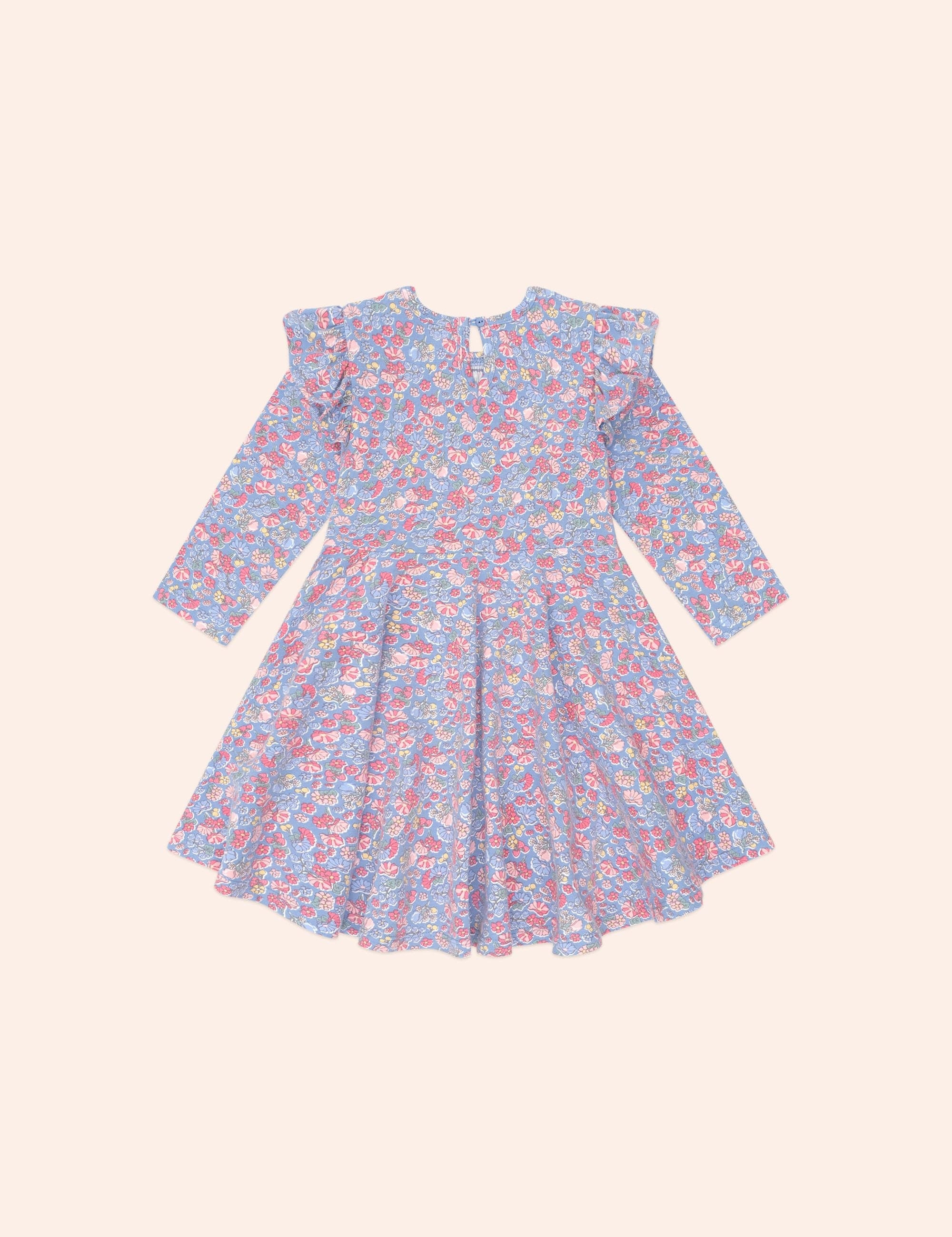 Vintage Floral Shirred Long Sleeve Dress DRESS Huxbaby