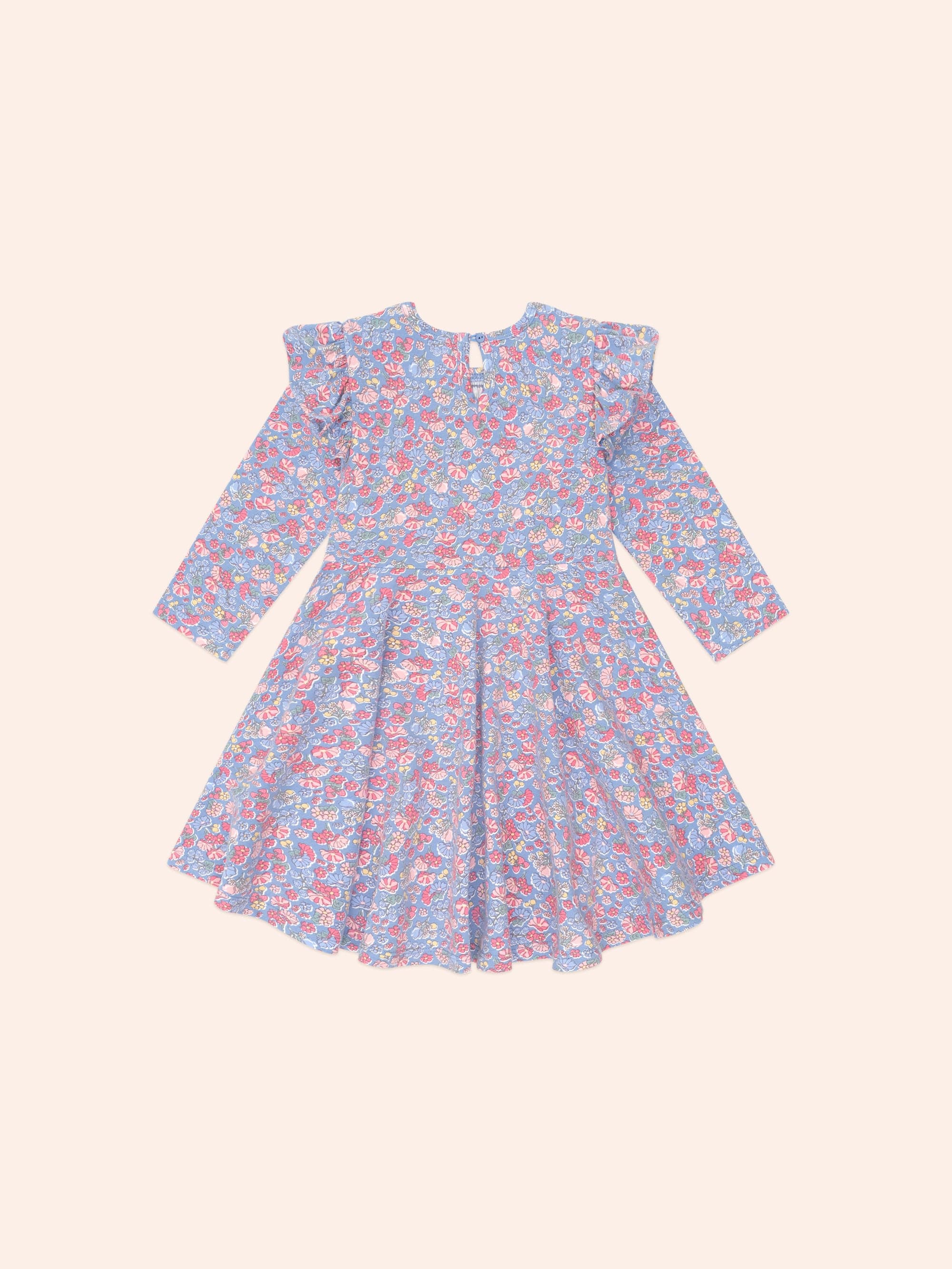 Vintage Floral Shirred Long Sleeve Dress DRESS Huxbaby