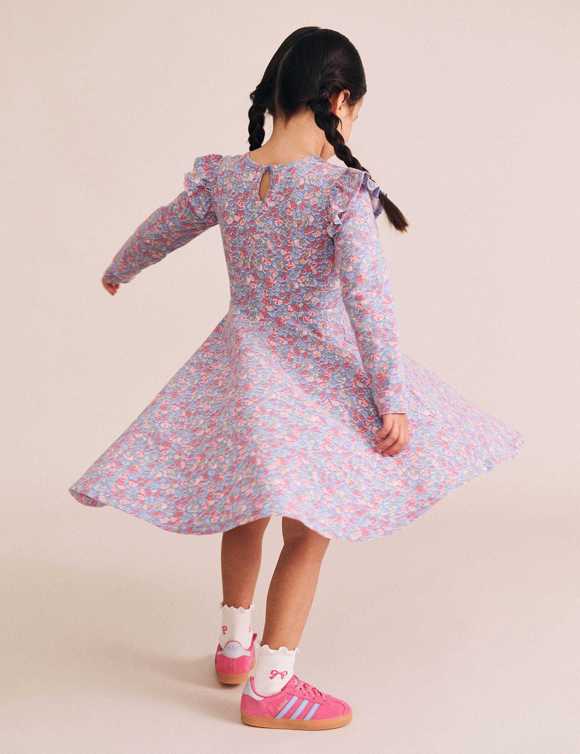 Vintage Floral Shirred Long Sleeve Dress DRESS Huxbaby