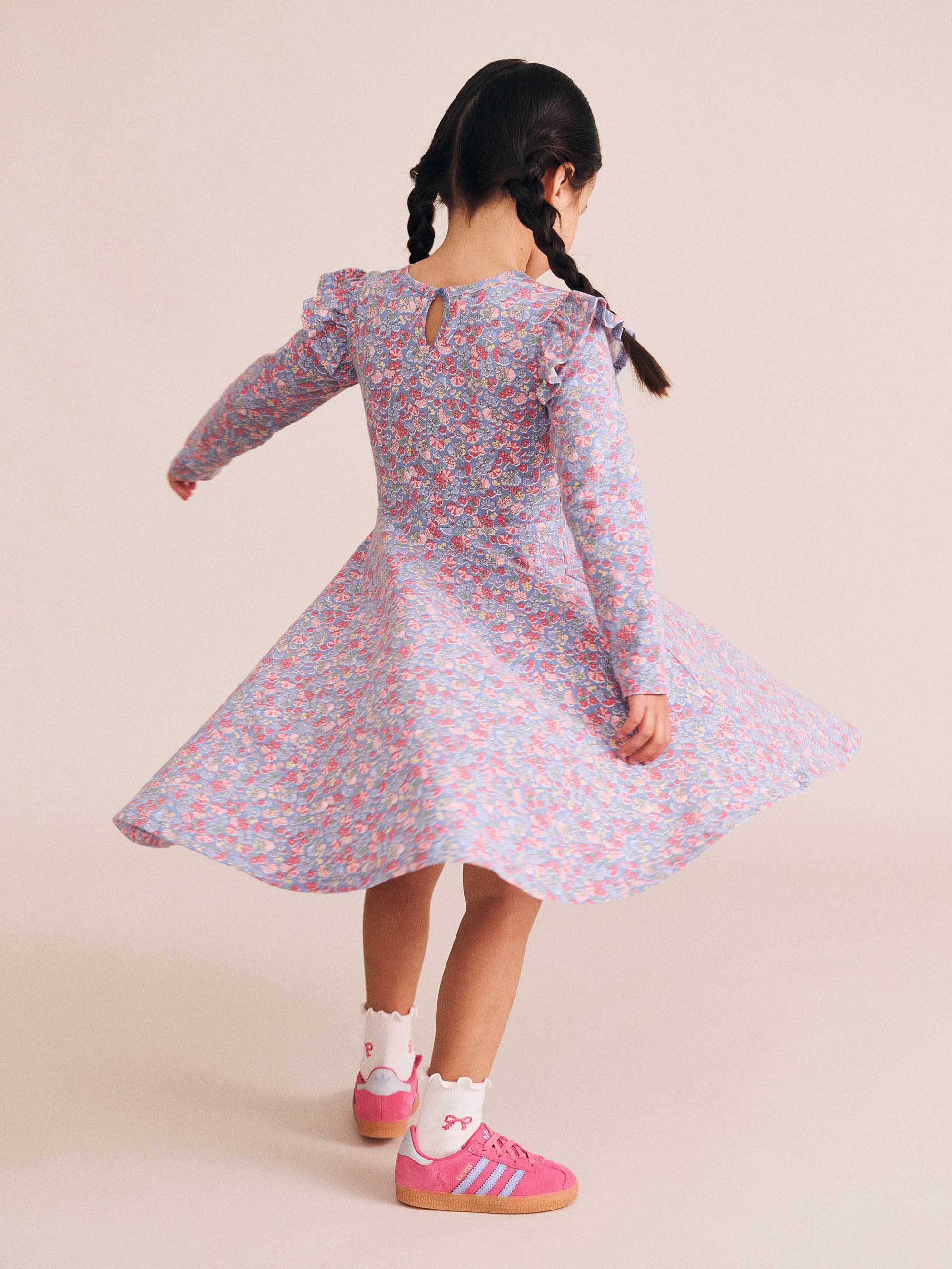 Vintage Floral Shirred Long Sleeve Dress DRESS Huxbaby