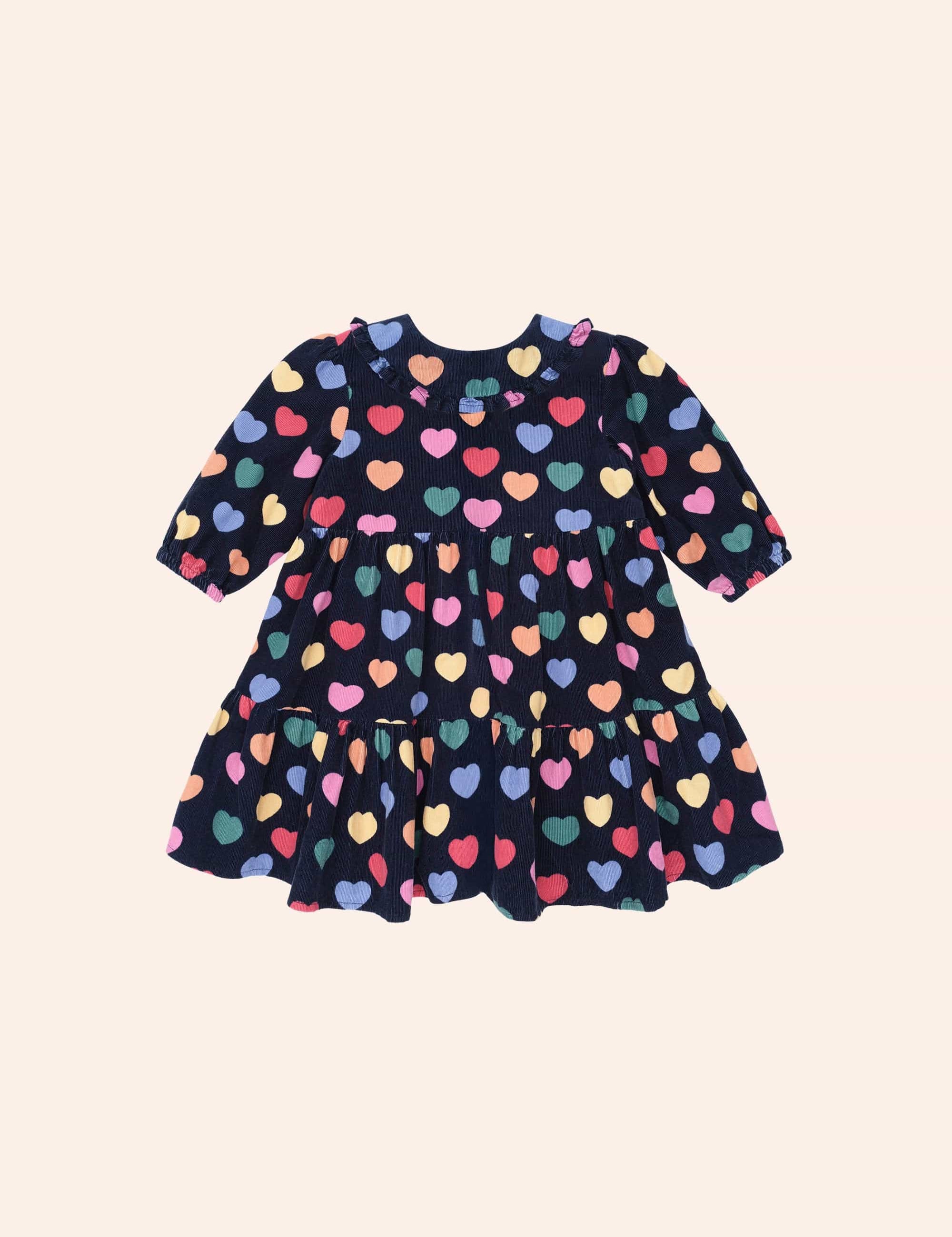 Multi Hearts Cord Dress DRESS Huxbaby