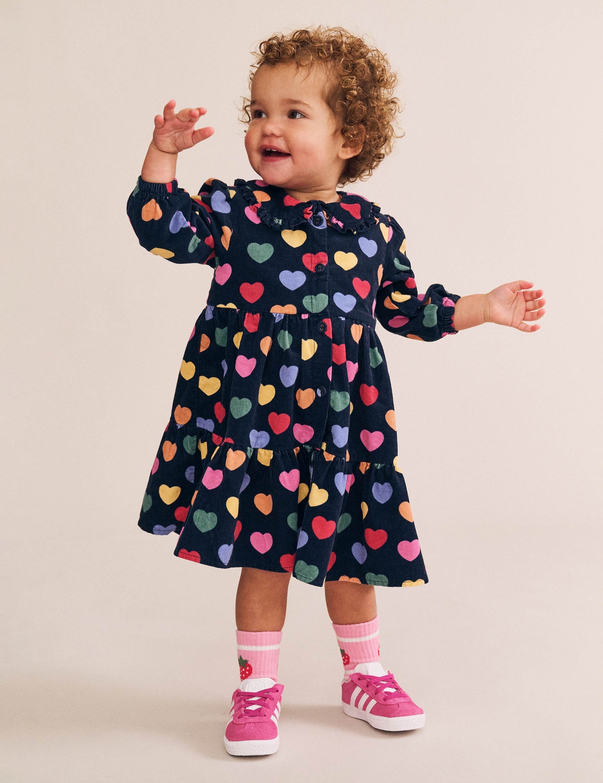 Multi Hearts Cord Dress DRESS Huxbaby
