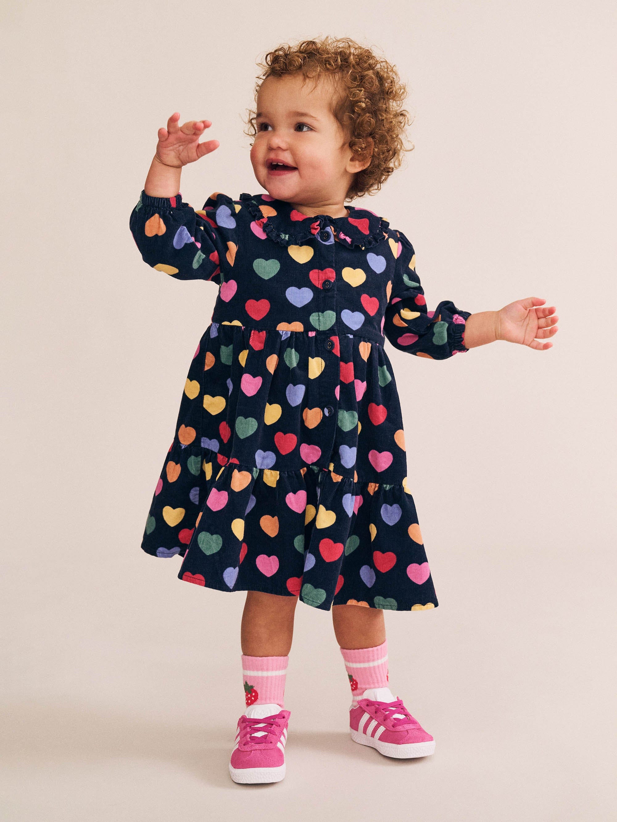 Multi Hearts Cord Dress DRESS Huxbaby